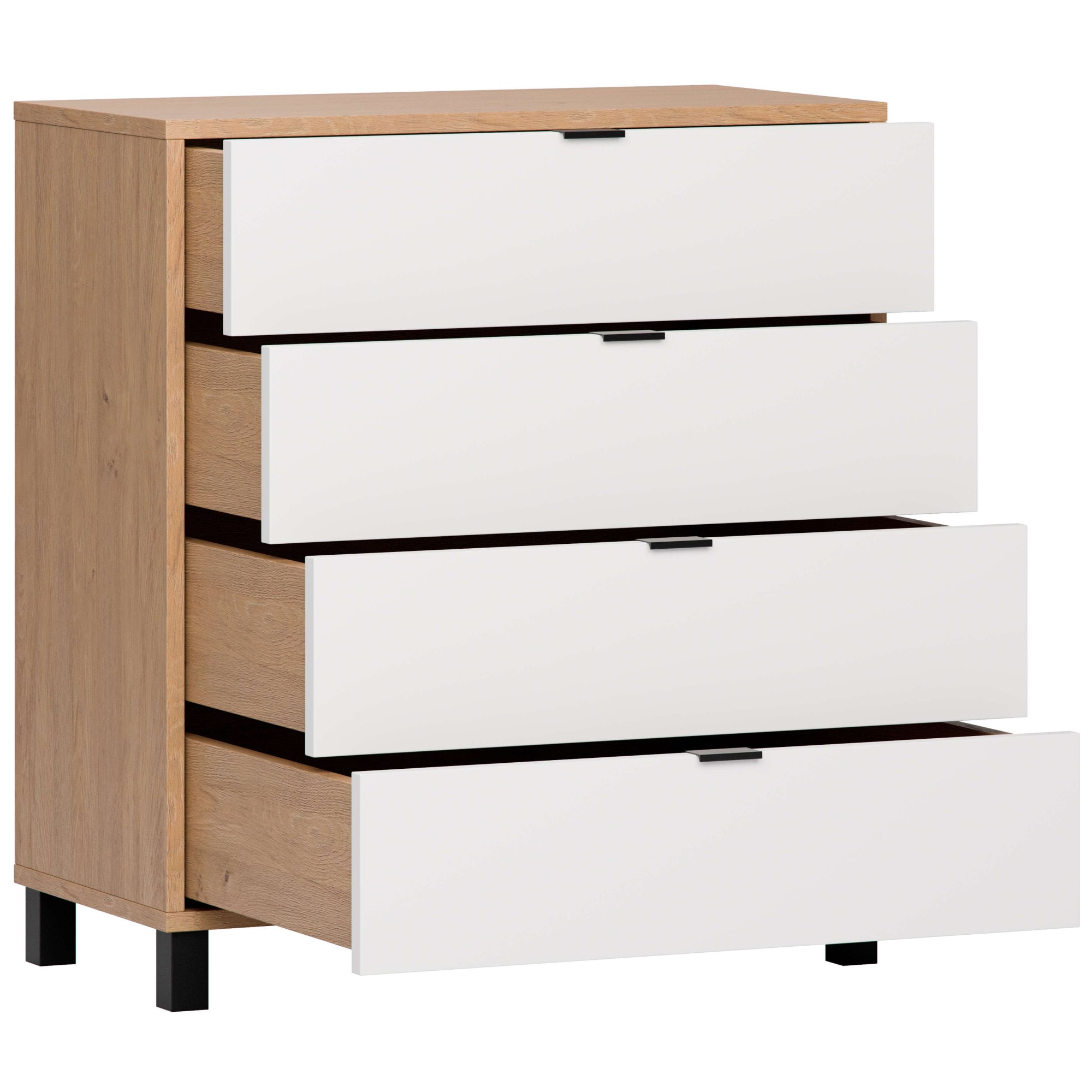 VOX Kommode »SIMPLE Sideboard mit 4 Schubladen, Maße B/T/H: 90/47/94,5 cm«, Soft-Close Function, mit schwarzen Metallgriffe