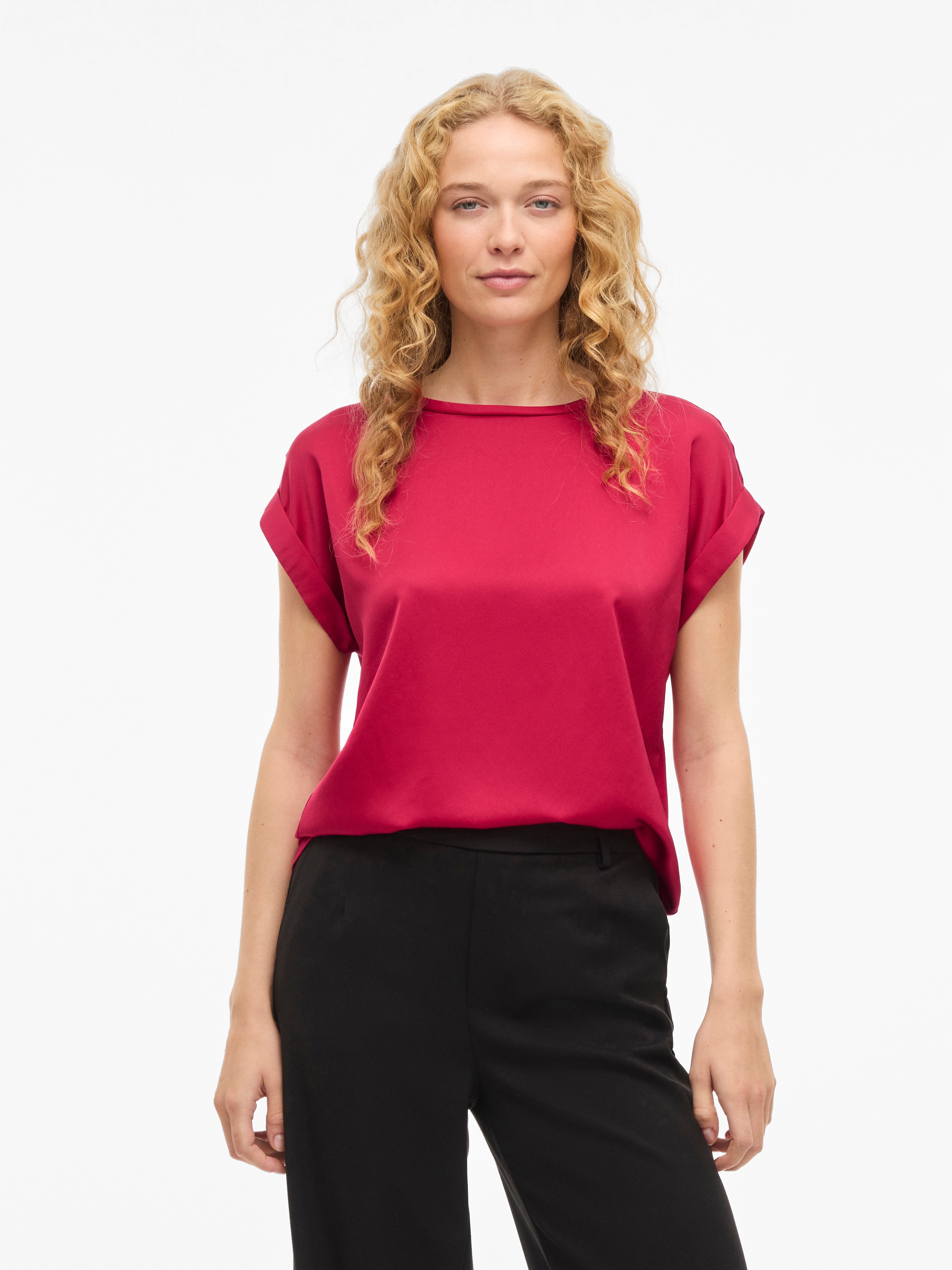 Vila Kurzarmshirt "VIELLETTE S/S SATIN TOP - NOOS" günstig online kaufen