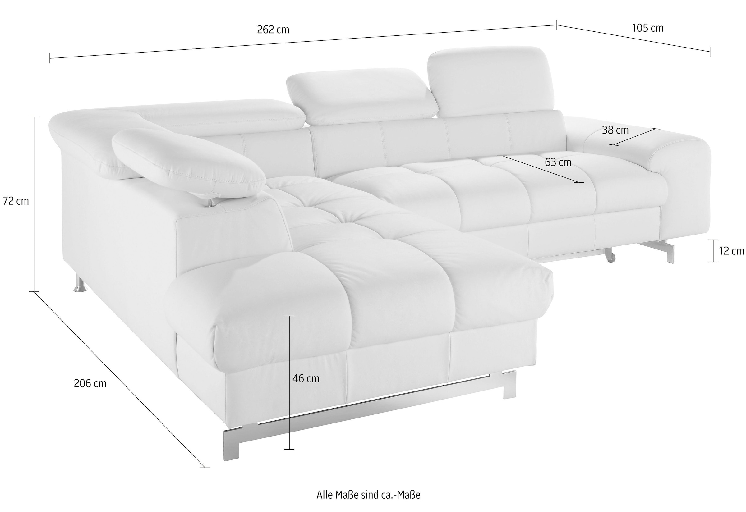 COTTA Polstergarnitur »Chef L-Form«, (Set), Set bestehend aus: Ecksofa mit Kopfteilverstellung & Hocker