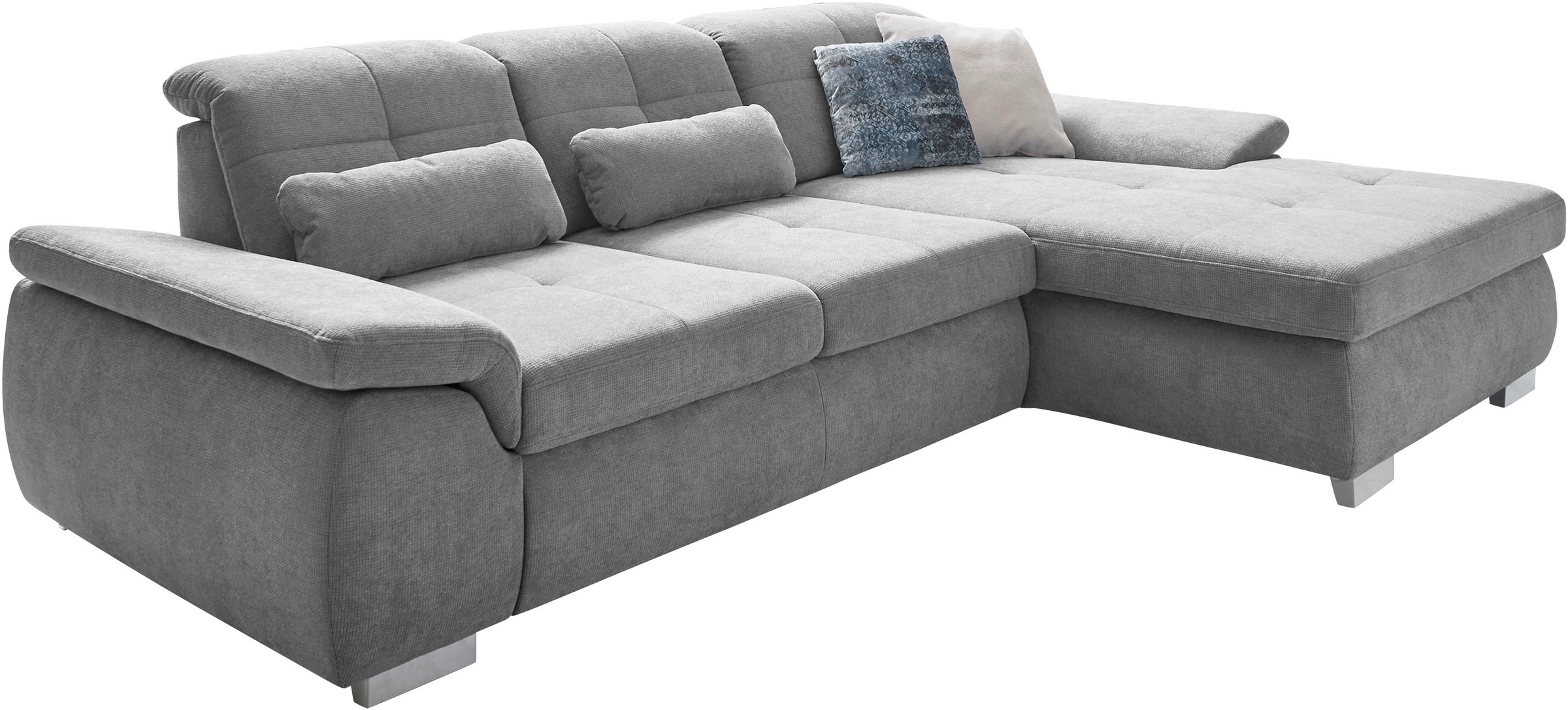 Die PlanBar Ecksofa "MP-IN16037 L-Form, Breite 289 cm, mit Kaltschaum-Polsterung" mit Sitztiefenverstellung & Zierkissen