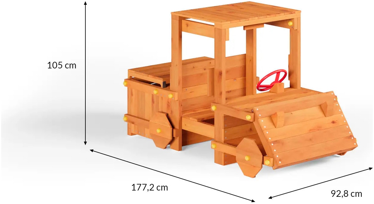 FUNGOO Spielturm »Garden Buggy, Spielgerät mit kreativem Autokofferraum und Holzdach«, Made in Europe