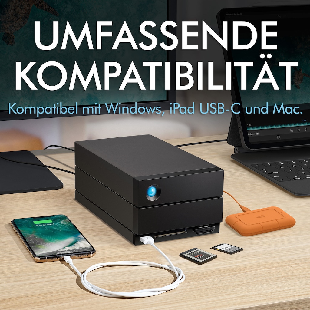 LaCie HDD-NAS-Festplatte »2big Dock Thunderbolt™3«, Anschluss Thunderbolt 3-DisplayPort-SD-/CF-Kartensteckplätze-USB 3.2 Gen-2