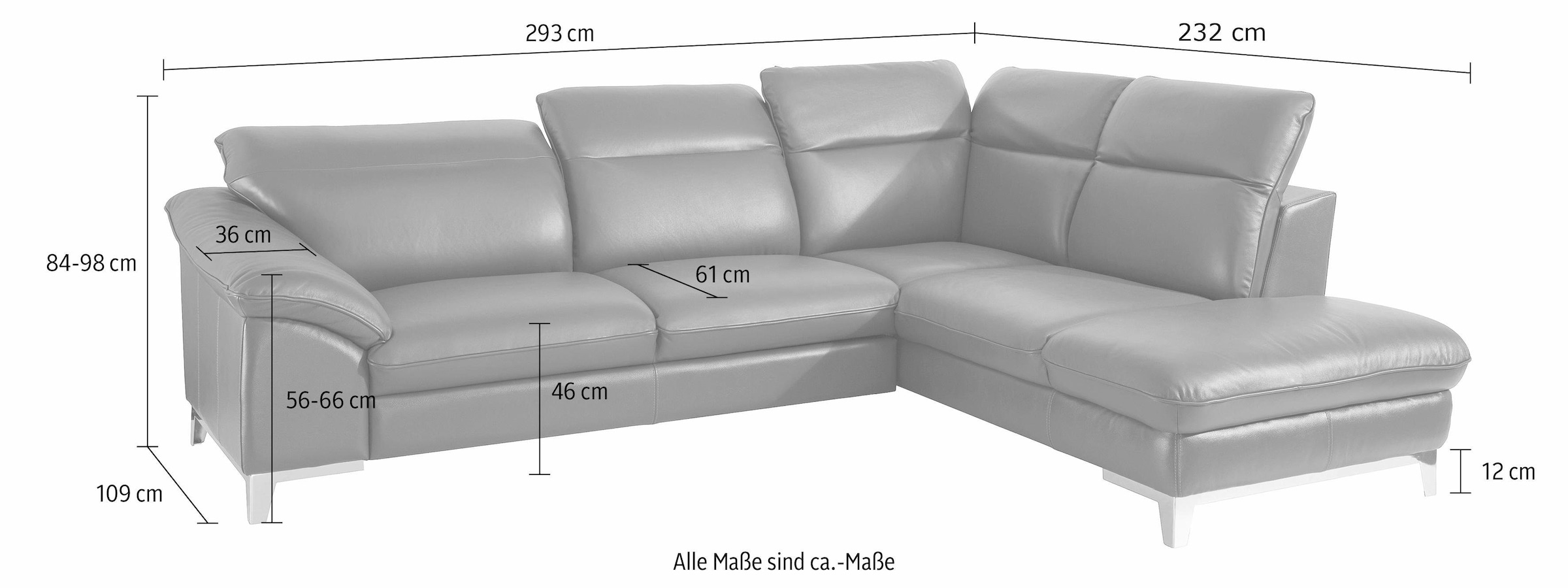 COTTA Polstergarnitur »Teresa L-Form«, (Set), Set bestehend aus: Ecksofa mit Kopfteilverstellung & Hocker