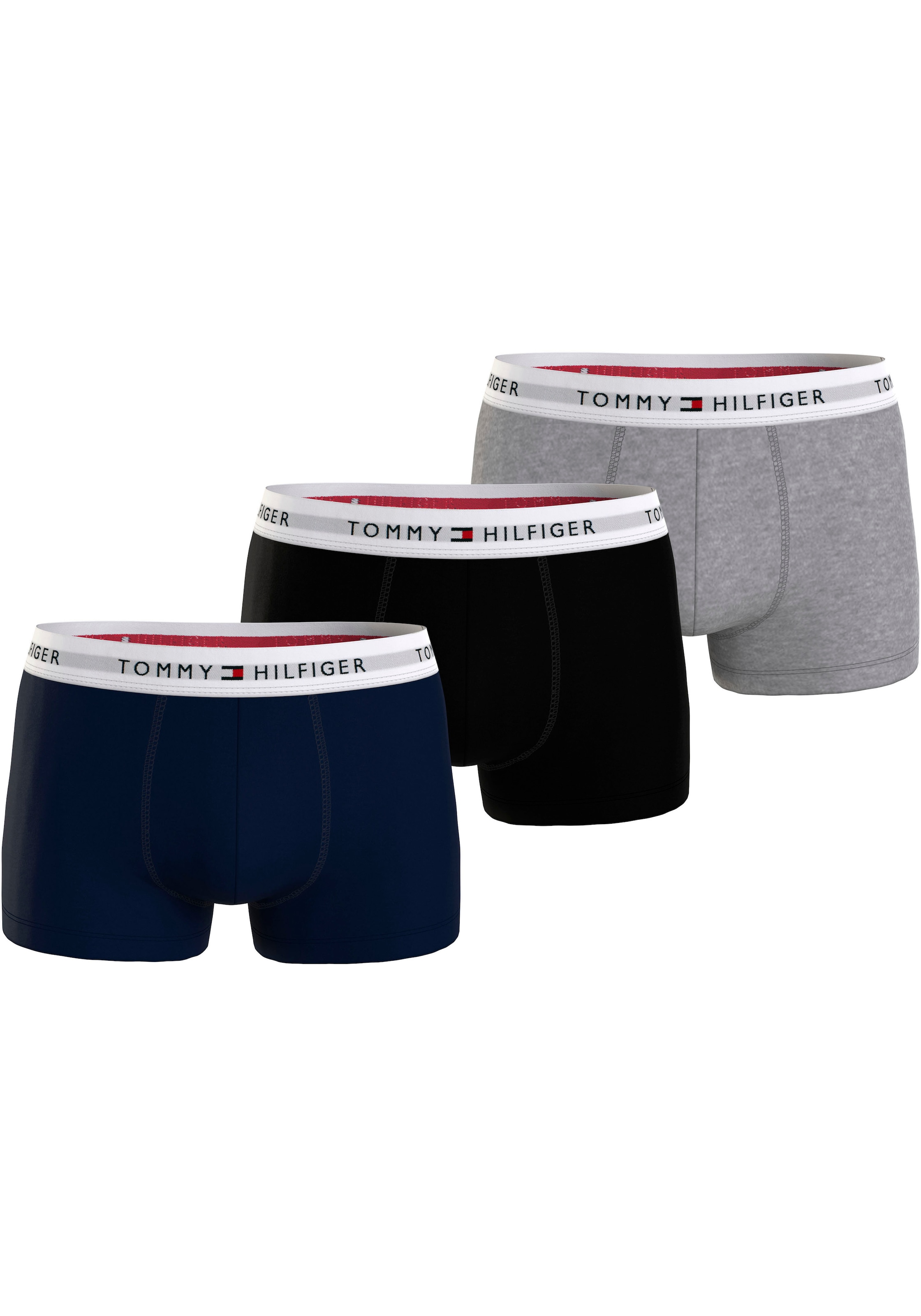 Tommy Hilfiger Underwear Trunk »3P TRUNK«, (Packung, 3 St., 3er), farbig mit weißem Logo-Elastikbund, Signature Kollektion