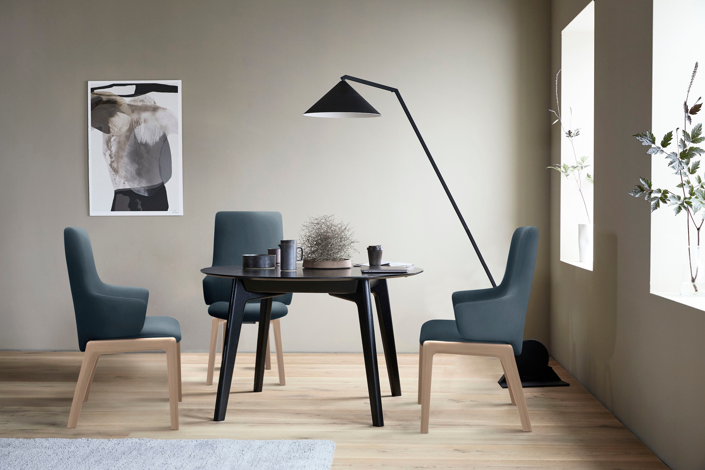 Stressless® Polsterstuhl »Laurel«, Microfaser DINAMICA, High Back mit Armlehne, Größe L, mit abgerundeten Beinen in Eiche