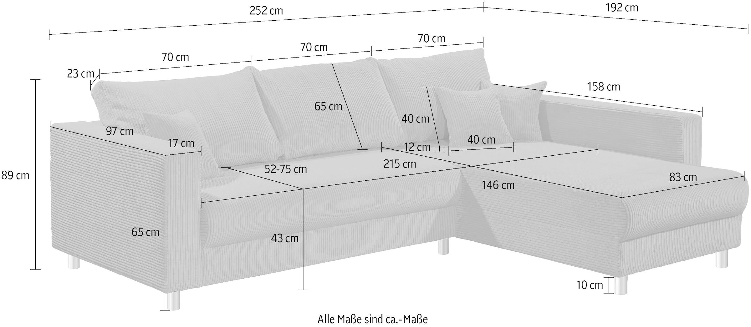 INOSIGN Ecksofa »153«, Inkl. Schlaffunktion und großen Strauraum