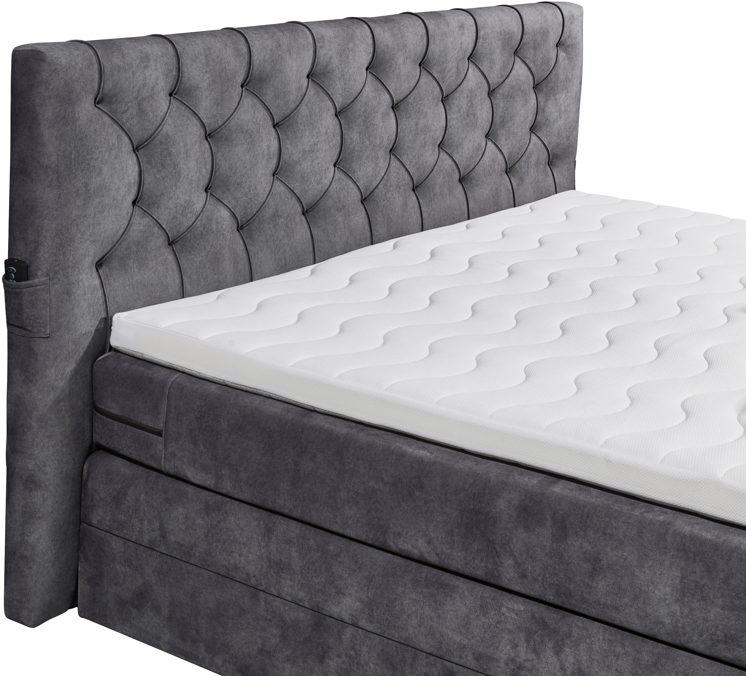 ED EXCITING DESIGN Boxspringbett »Springdale«, mit Bettkasten, motorisierter TV-Halterung, Duo-Matratze (H3/H4)