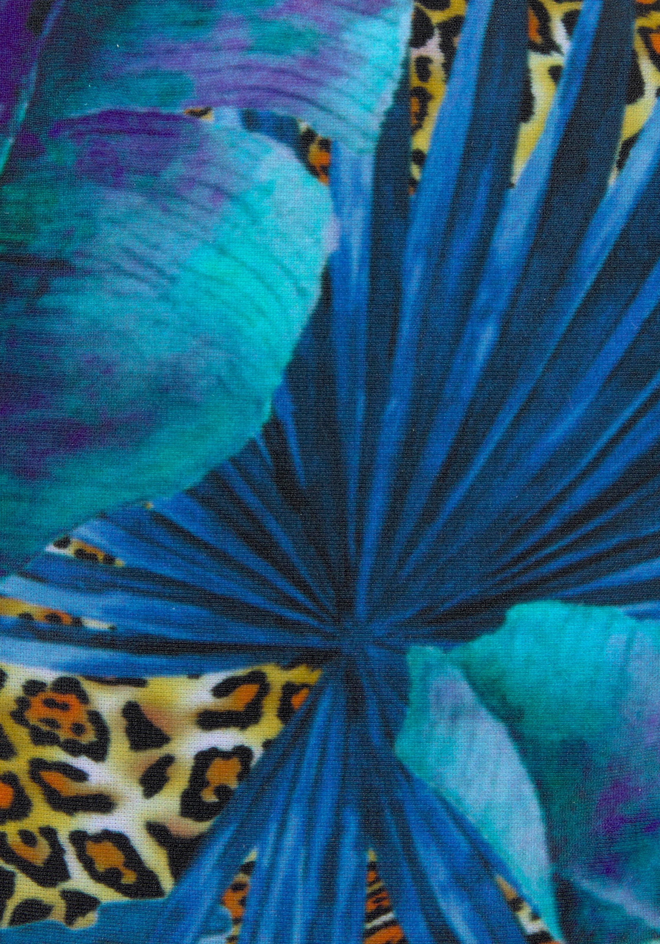 Bügel-Bikini LASCANA, Damen, Gr. 38, Cup B, blau (blau, bedruckt), Polyamid, bedruckt, Bikini-Sets Bügel-Bikini, mit höher geschnittener Hose 3