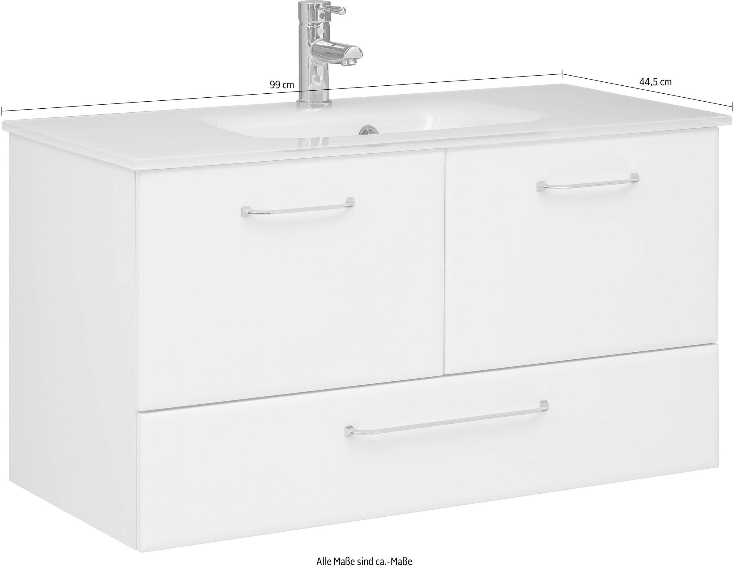 Thumbnail - Saphir Waschtisch "Quickset Glaswaschtisch mit Unterschrank, 99 cm breit, Waschplatz", Griffe in Chrom Glanz, inkl. Türd...