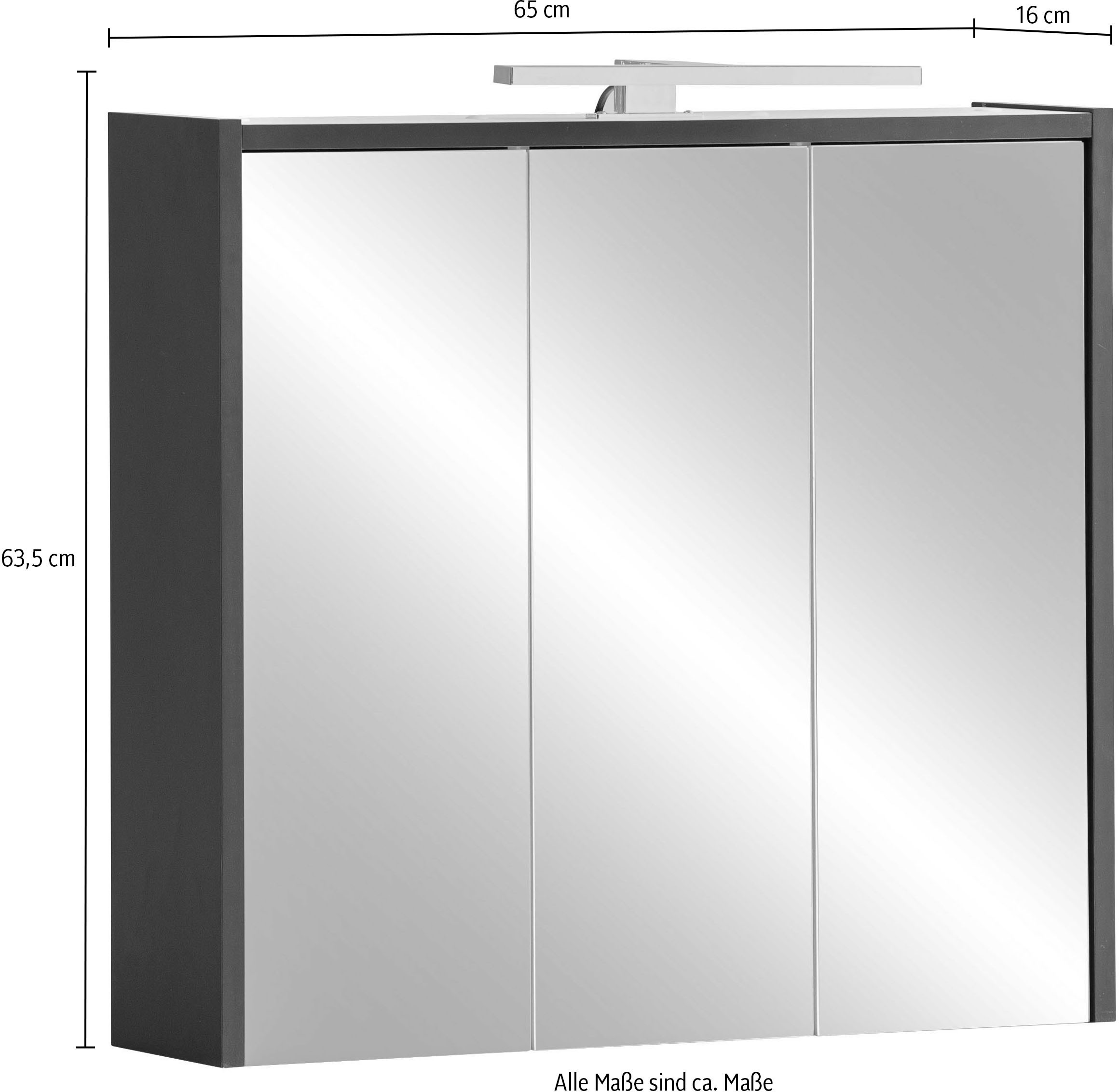 Schildmeyer Spiegelschrank »Lovis, Breite 65 cm«, Mit LED-Leuchte und Schalter-/Steckdoseneinheit