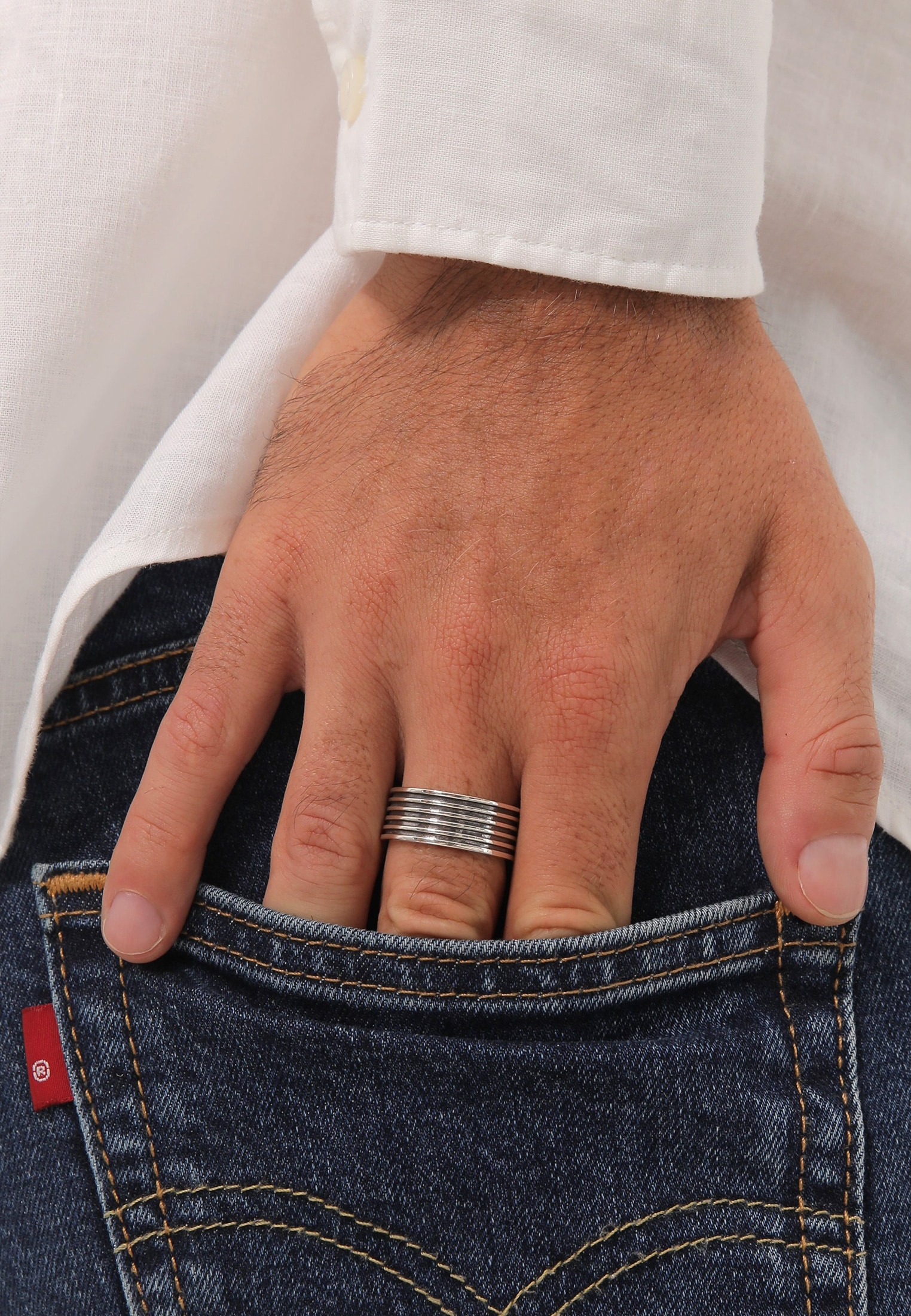 Silber« »Herren Kuzzoi 925 Silberring Rillen BAUR online kaufen Bandring | Massiv