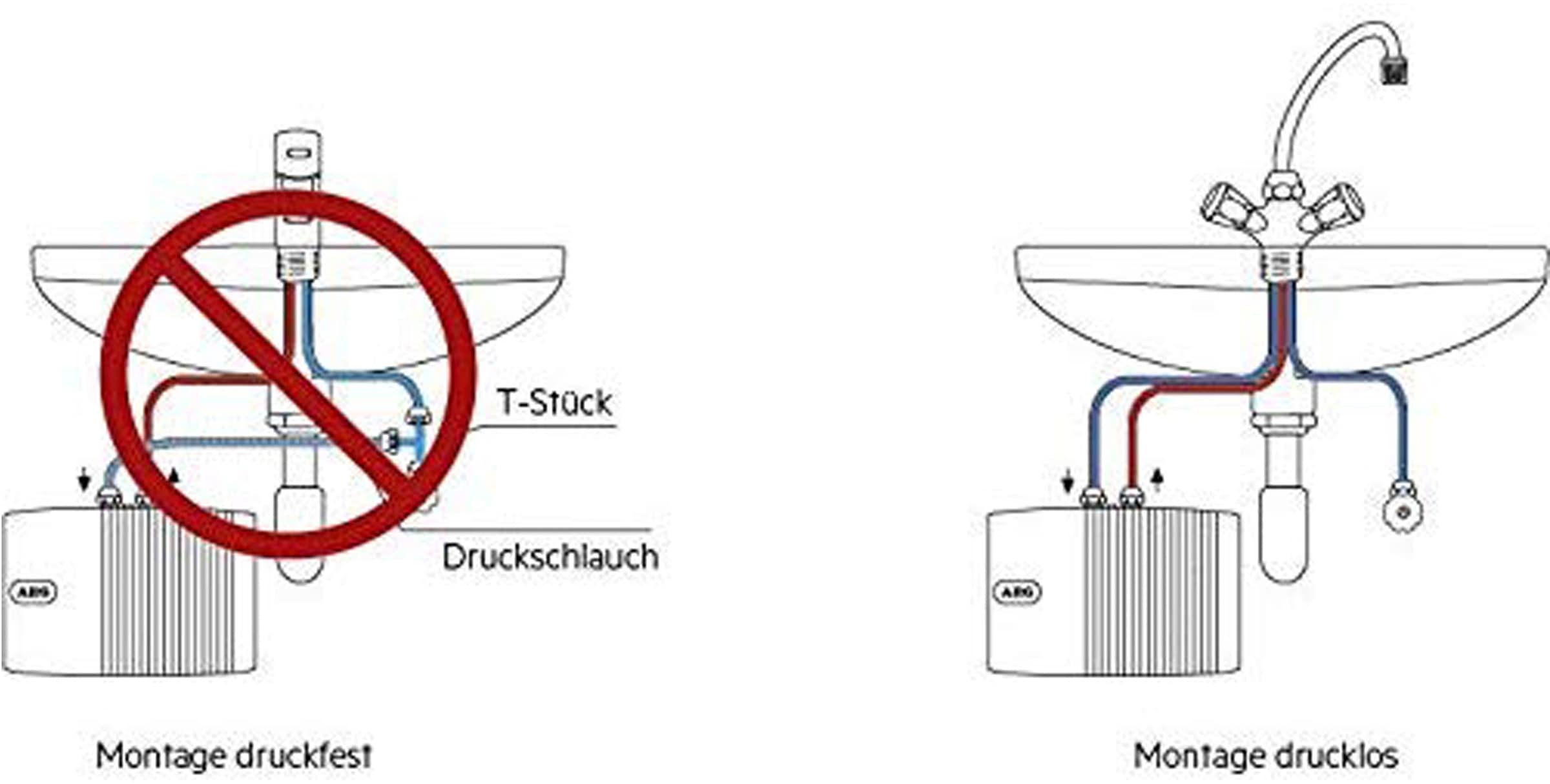 AEG-Haustechnik Klein-Durchlauferhitzer »MTH 350 f. Handwaschbecken, 3,5 kW, m. Stecker«, Hydraulisch, untertisch, mit Armatur, steckerfertig