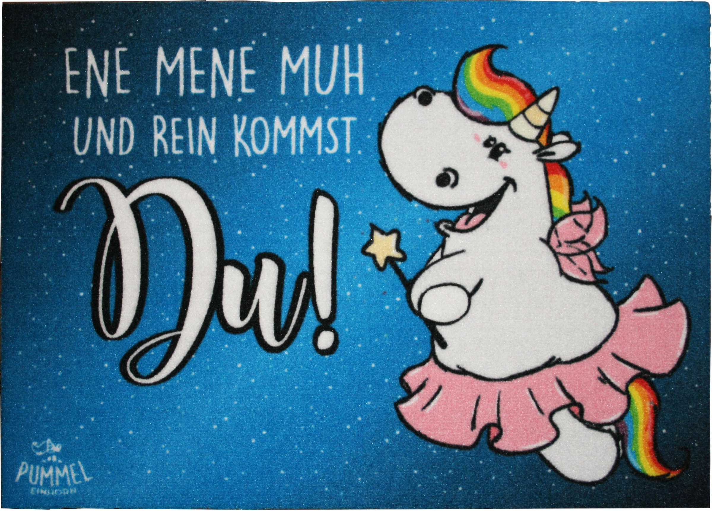 Pummel & Friends Fußmatte »Pummeleinhorn 5«, rechteckig, 5 mm Höhe, Schmutzfangmatte, Größe 50x70 cm, waschbar