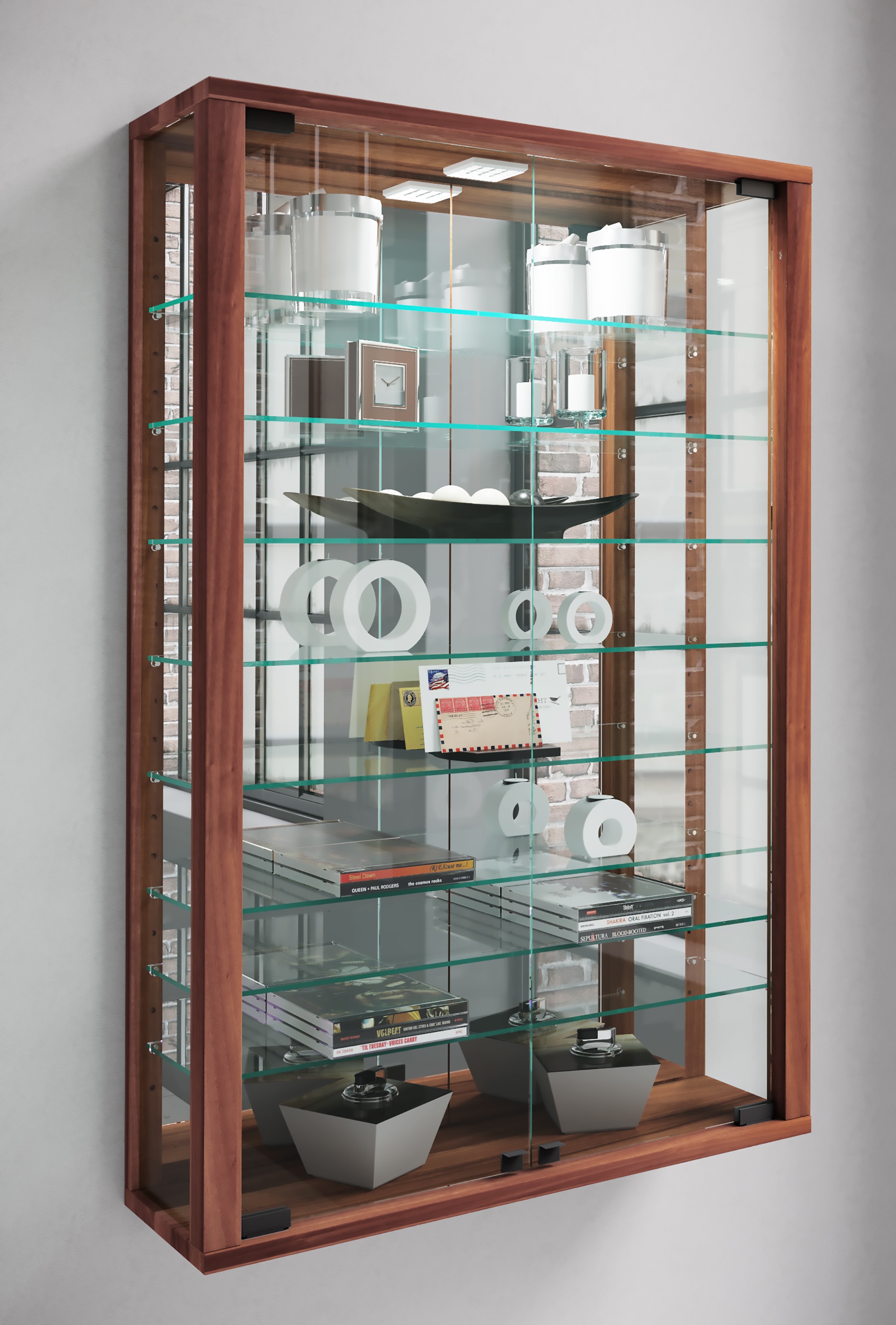 VCM Wandregal »VCM Glasvitrine hängend | Vitrine Glas mit ESG-Sicherheitsglas | Maße ca. . H. 91 x B. 59 x T. 18 cm| Hängevitrine Glas | Modern und platzsparend | Vitrine Glas - Vitrosa Mini Spiegel«