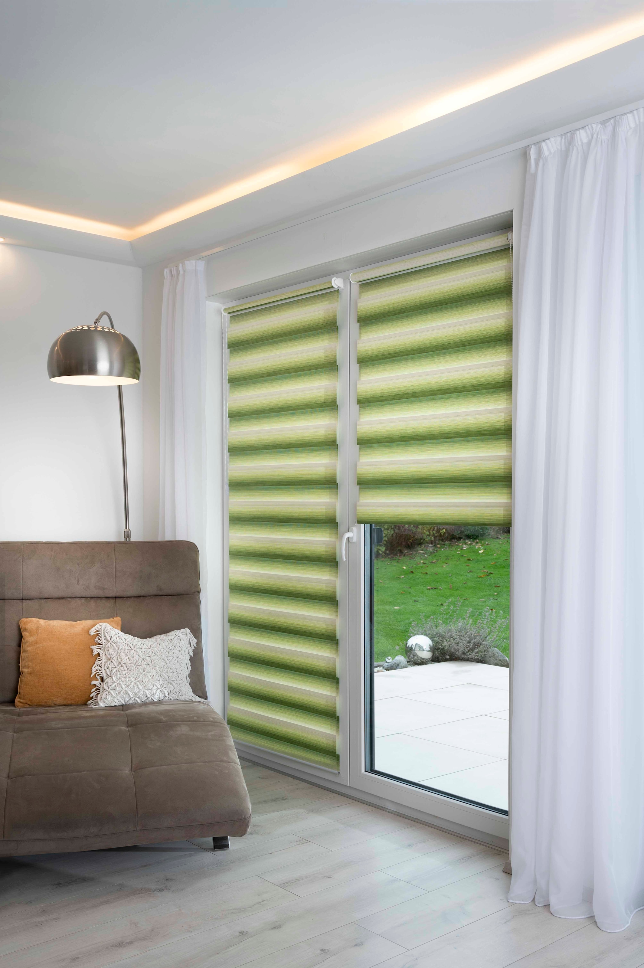 K-HOME Doppelrollo »mit schönen Farbverlauf« Lichtschutz ohne Bohren freihängend