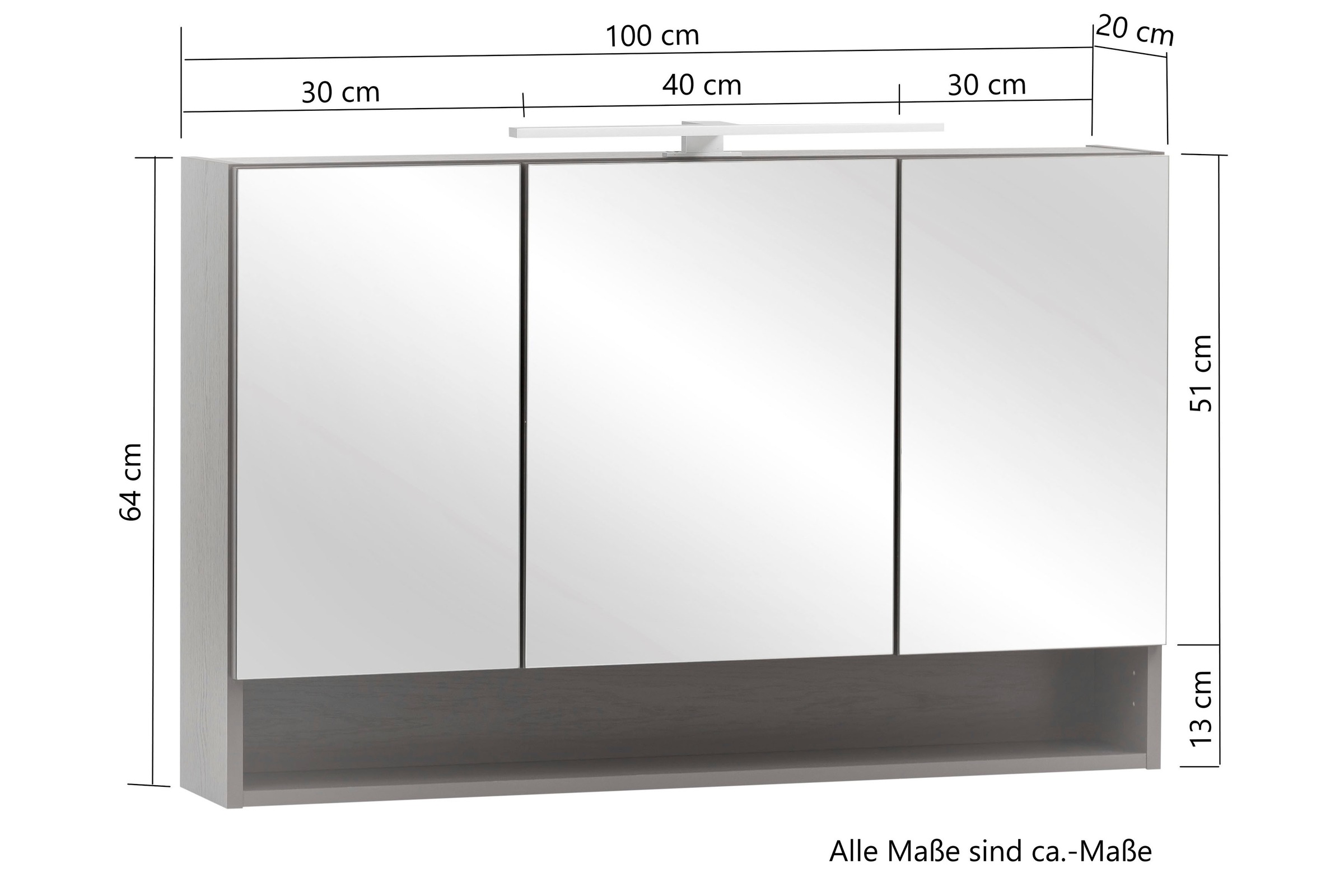 welltime Spiegelschrank »Stubach«, Breite 100 cm