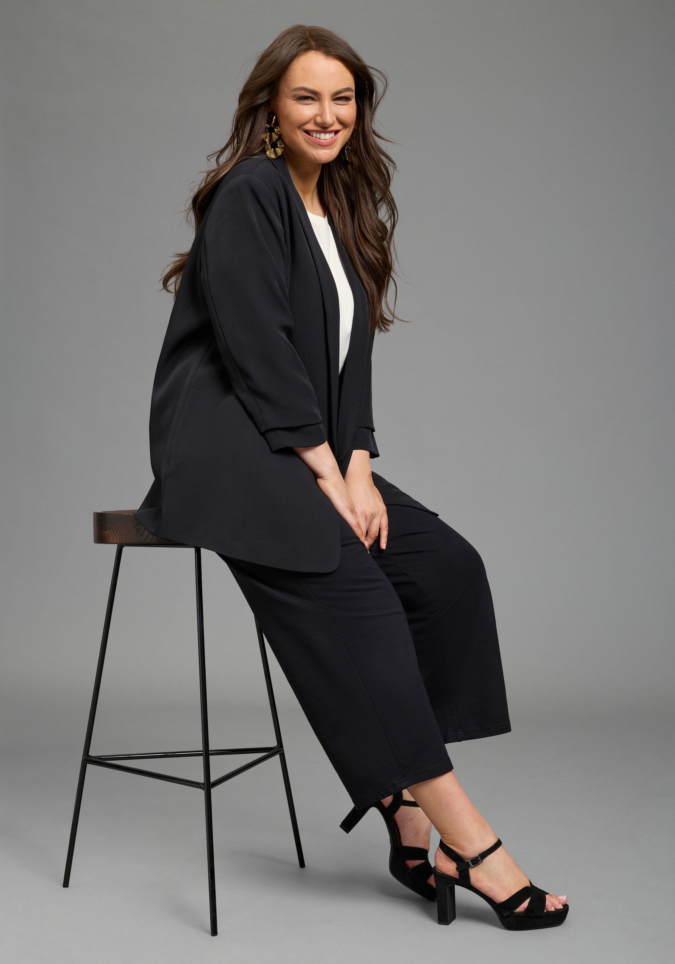 Laura Scott Curve Longblazer Schwarz Gr. 48 3