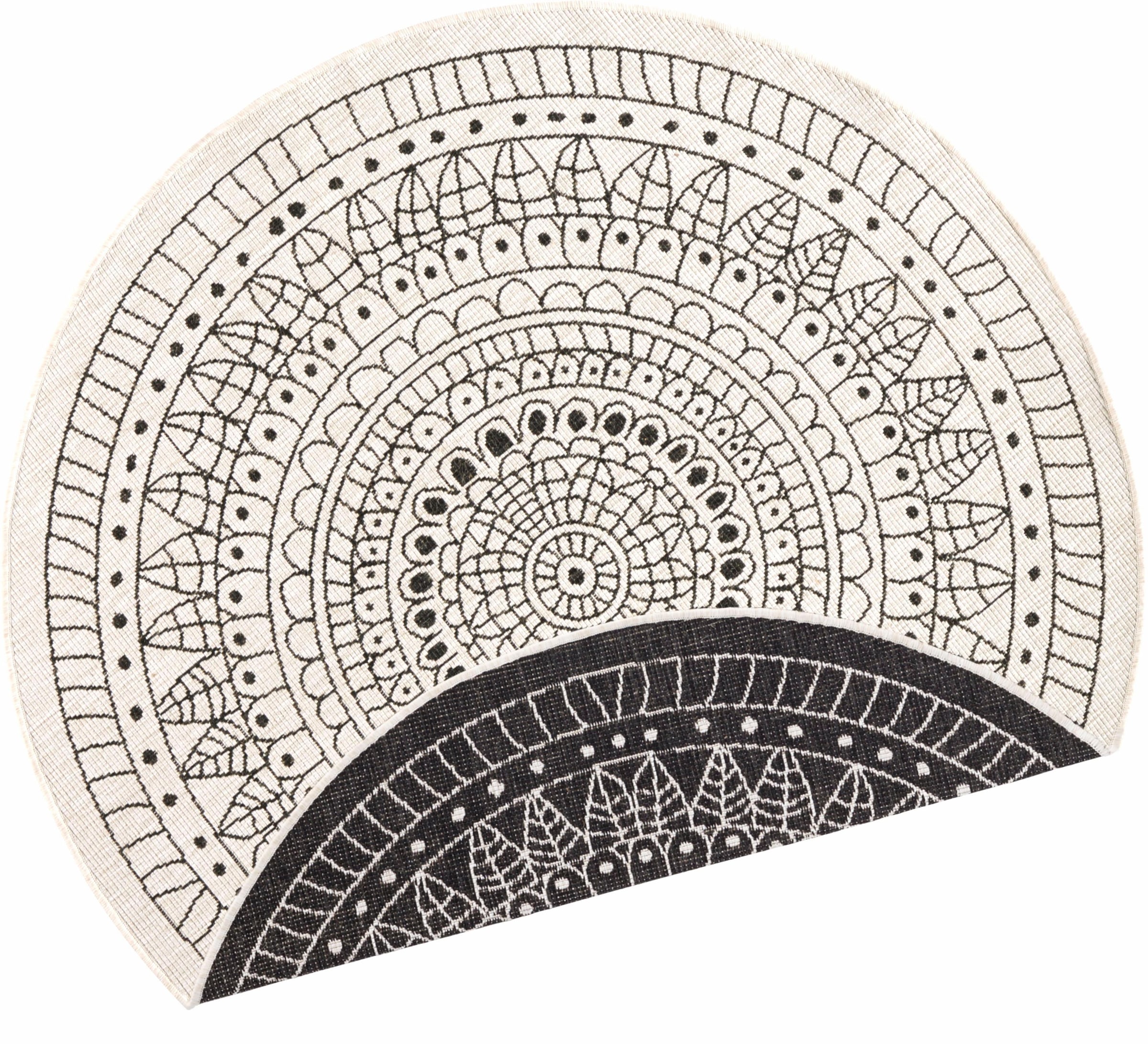 THE RUGS Porto Reversible Indoor Outdoor Rug Flatweave Polypropylene Design in Black | Size: 140cm diameter