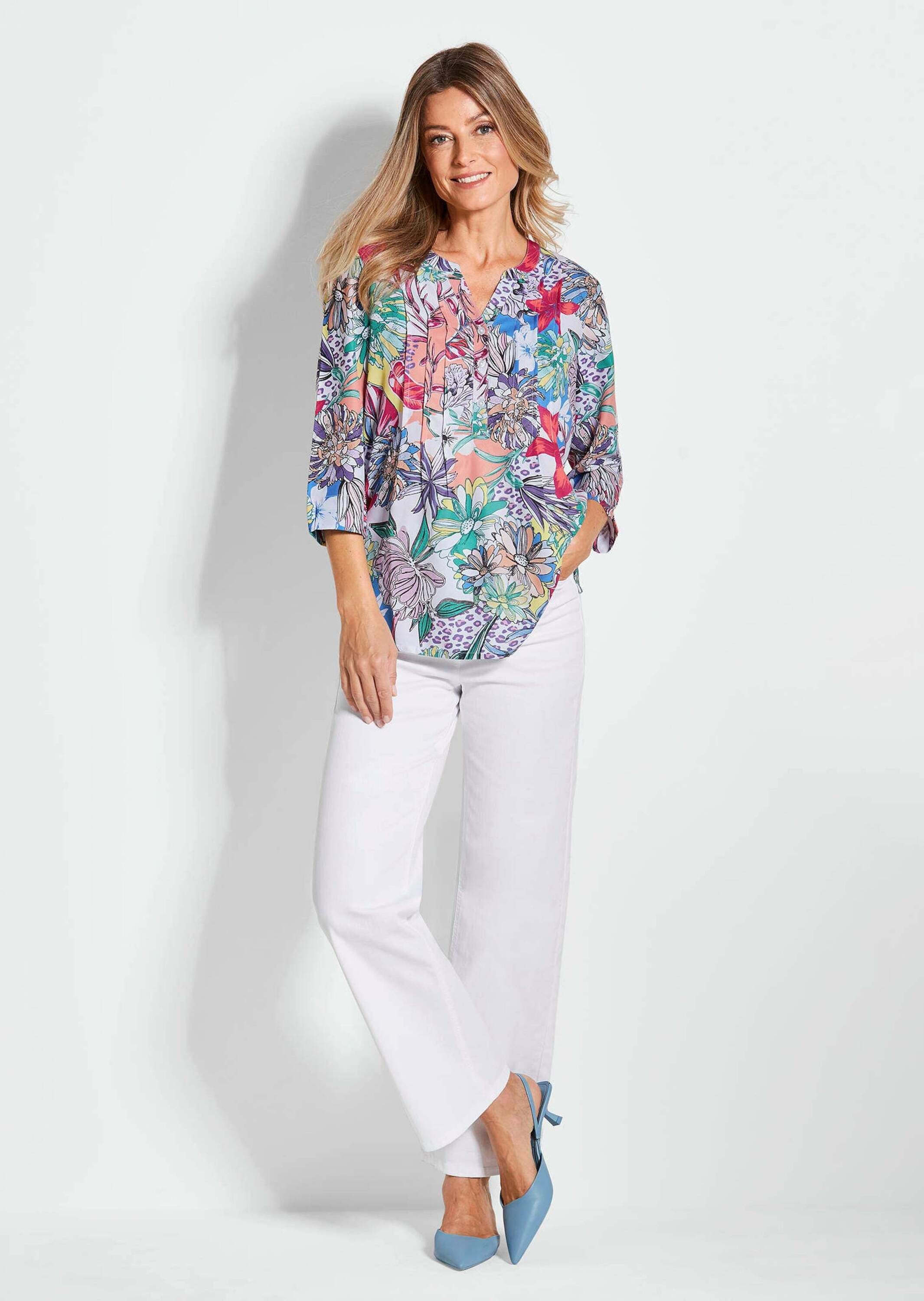 GOLDNER Druckbluse "Kurzgröße Druckbluse mit liebevollen Details" Ohne günstig online kaufen