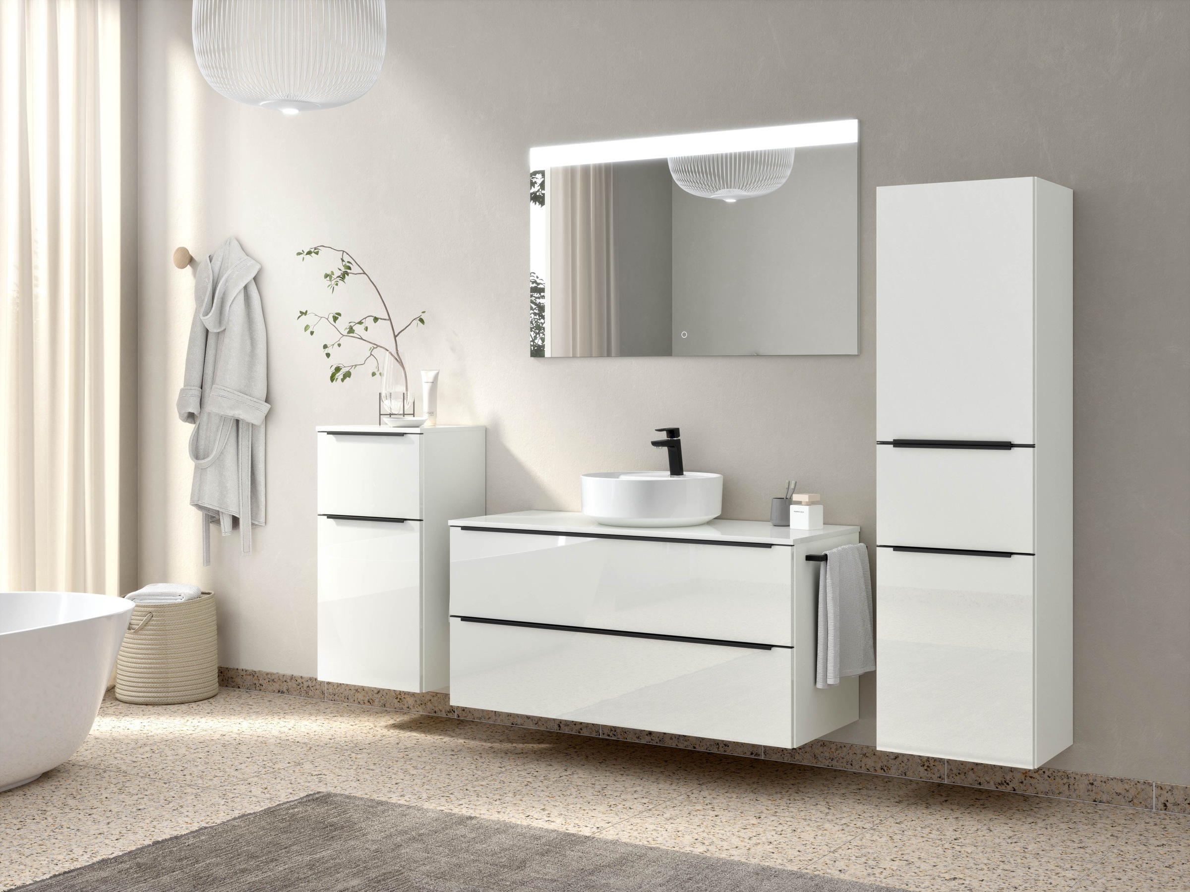 nobilia Badmöbel-Set "Alvene", (2 St., vormontiert, mit Soft-Close), Hochgl günstig online kaufen