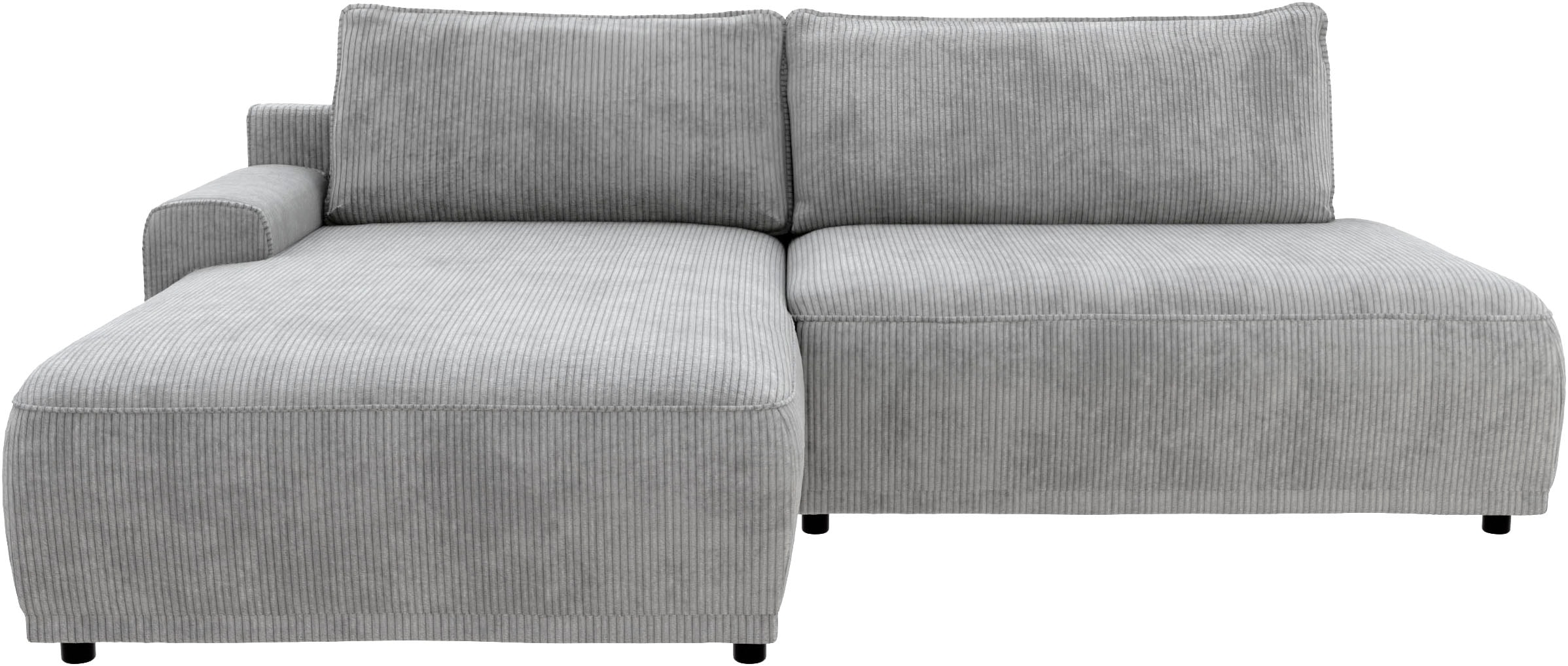 TRENDMANUFAKTUR Ecksofa »Fordon II, Schlafsofa mit Bettkasten, Couch in L-Form, Breite 250 cm«, in Cordstoff HYPER, betongrau, Armlehne links