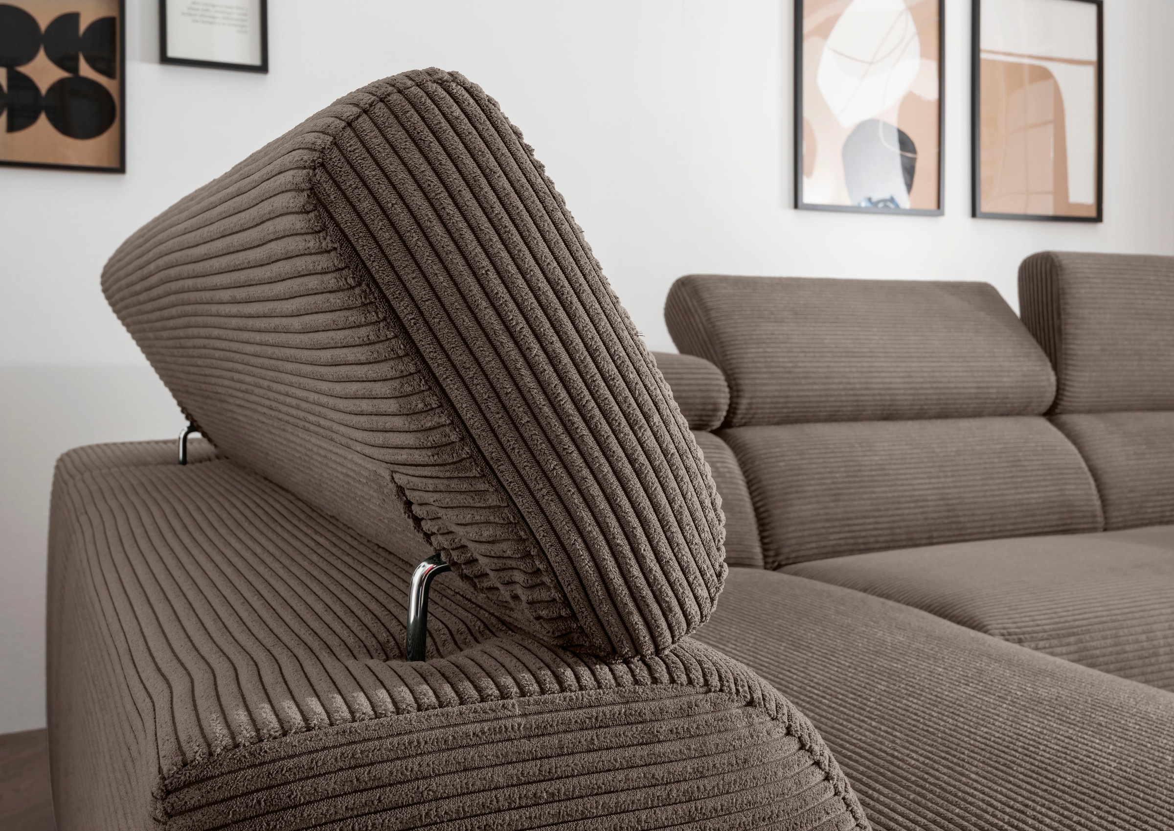 alina Ecksofa »Hikari«, wahlweise mit Sitzvorzug, in modernem Cordstoff, Breite 276 cm