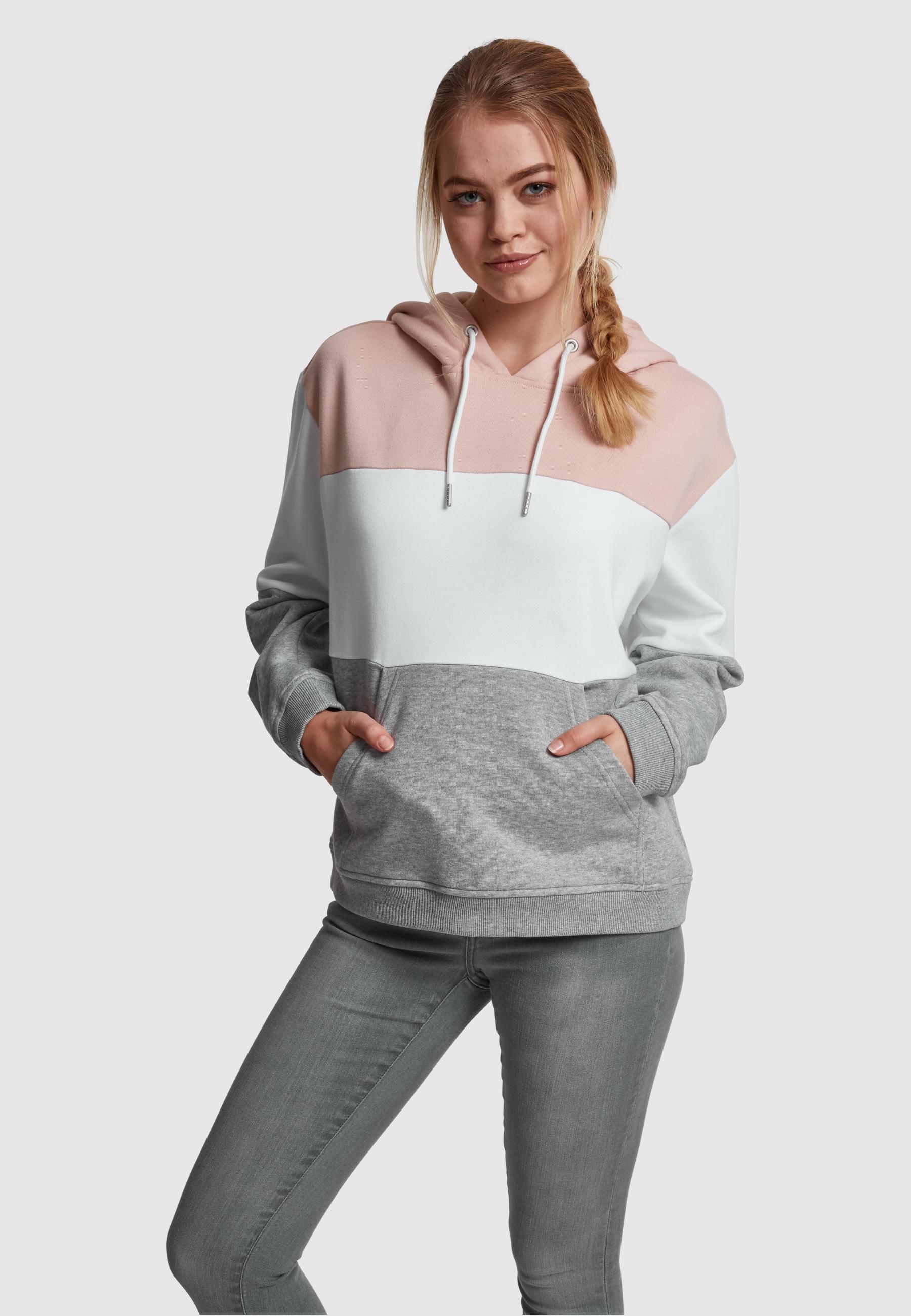 URBAN CLASSICS Rundhalspullover »Urban Classics Damen Ladies Oversize 3-Tone Hoody«, (1 tlg.)
