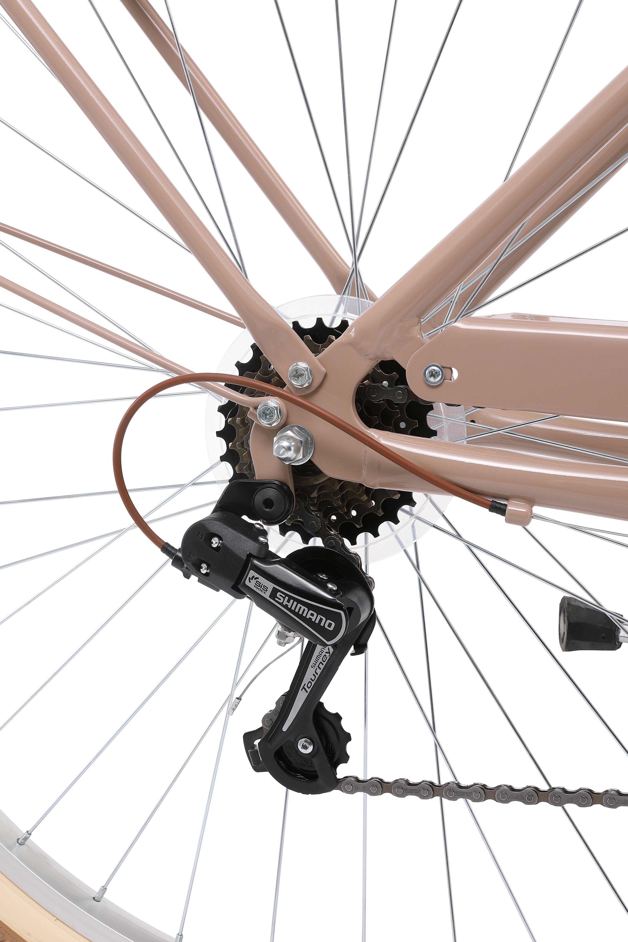 Bikestar Cityrad, 7 Gang, Shimano, RD-TY21 Schaltwerk, Kettenschaltung, für Damen, Kettenschaltung