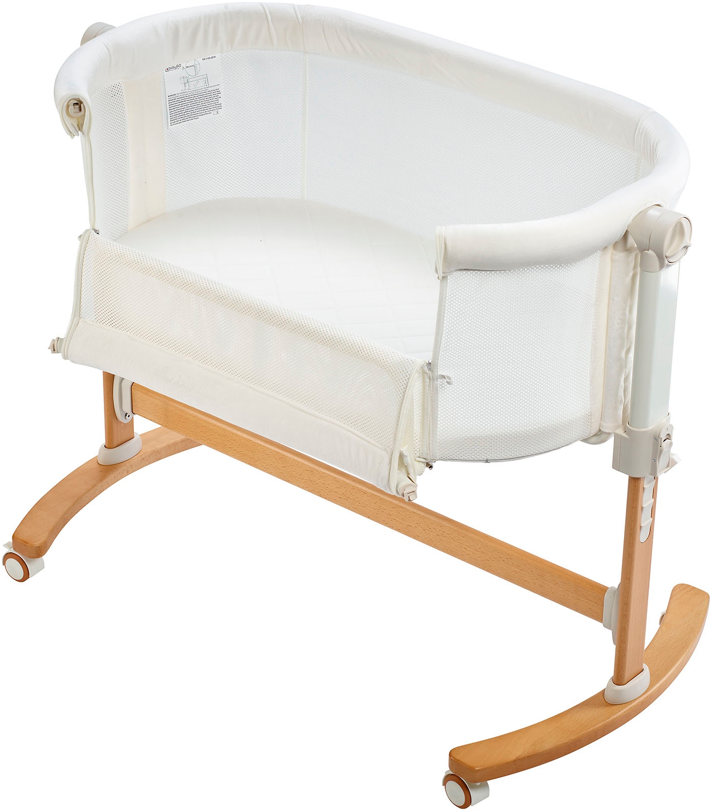 BabyGo Beistellbett »SidebySide, weiß/beige«, mit Schaukelfunktion