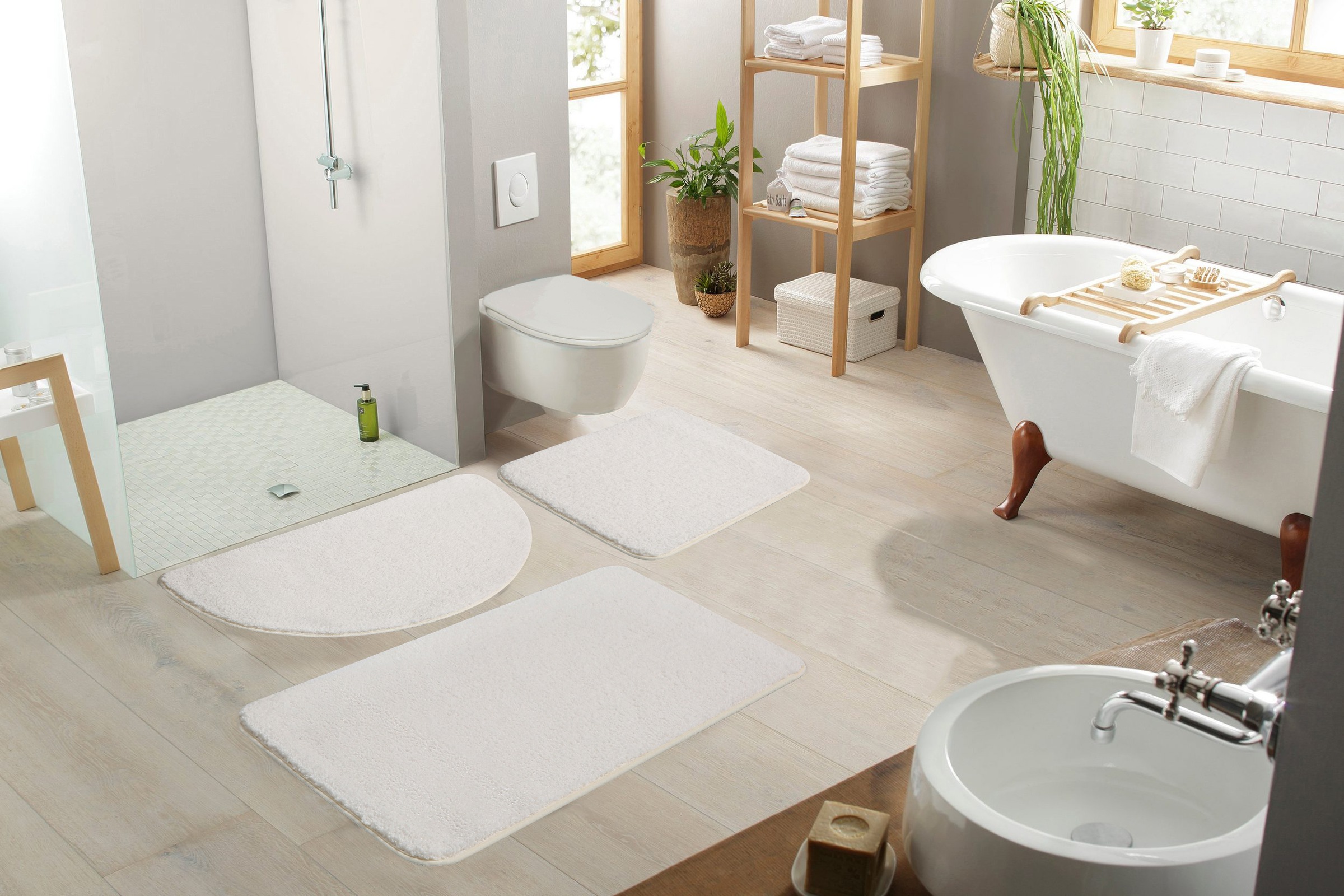 my home Badematte »Regona, Badteppich, Badvorleger, Badezimmer Teppich«, rutschhemmend beschichtet, fußbodenheizungsgeeignet-schnell trocknend-strapazierfähig, Uni Farben, besonders weich, als rechteckig und halbrund erhältlich