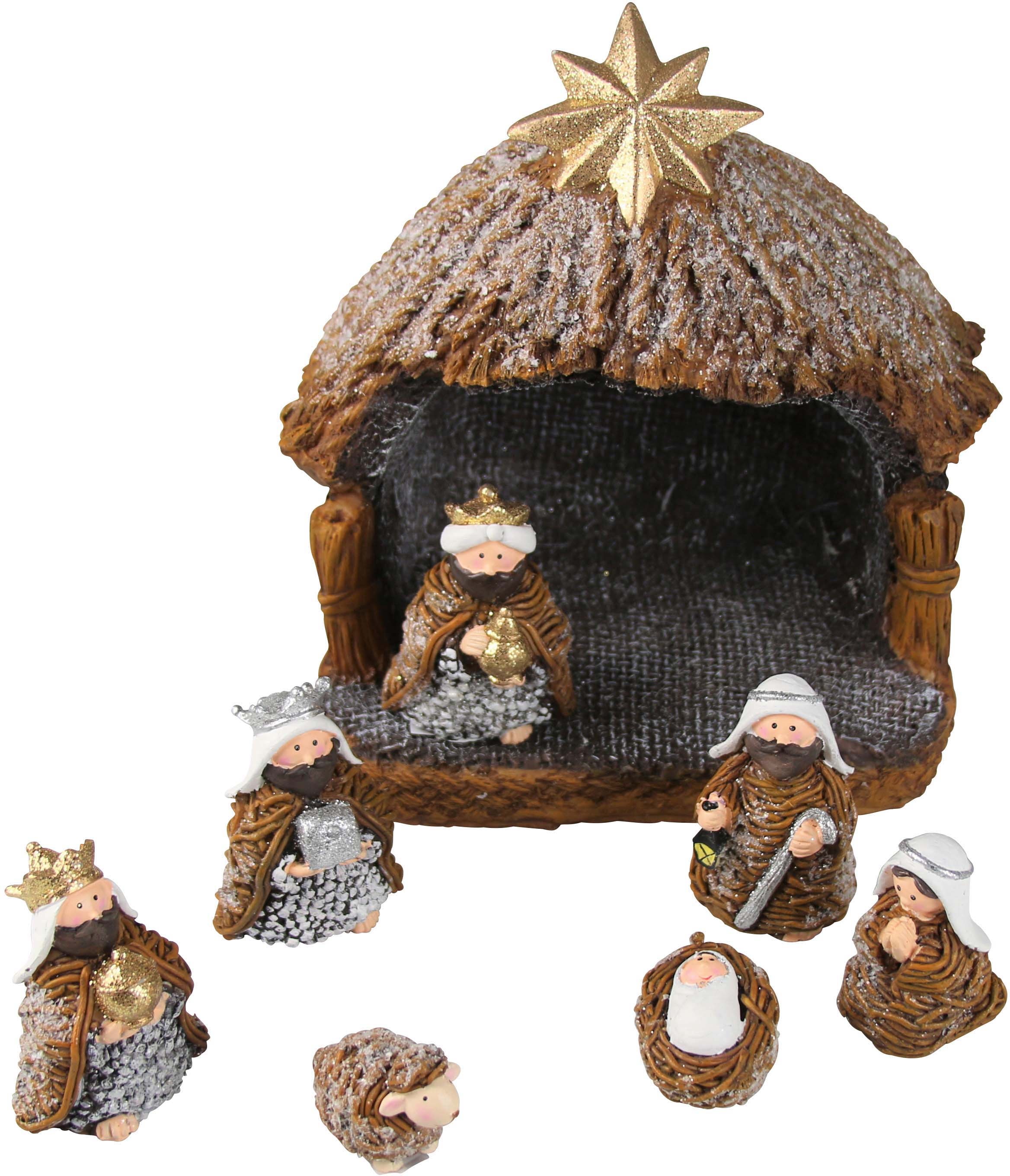 AM Design Krippe cm (B/T/H) BAUR (8 | Maße: 18/18,70/14,50 tlg.), kaufen 8 ca. inklusive Figuren, »Weihnachtsdeko«