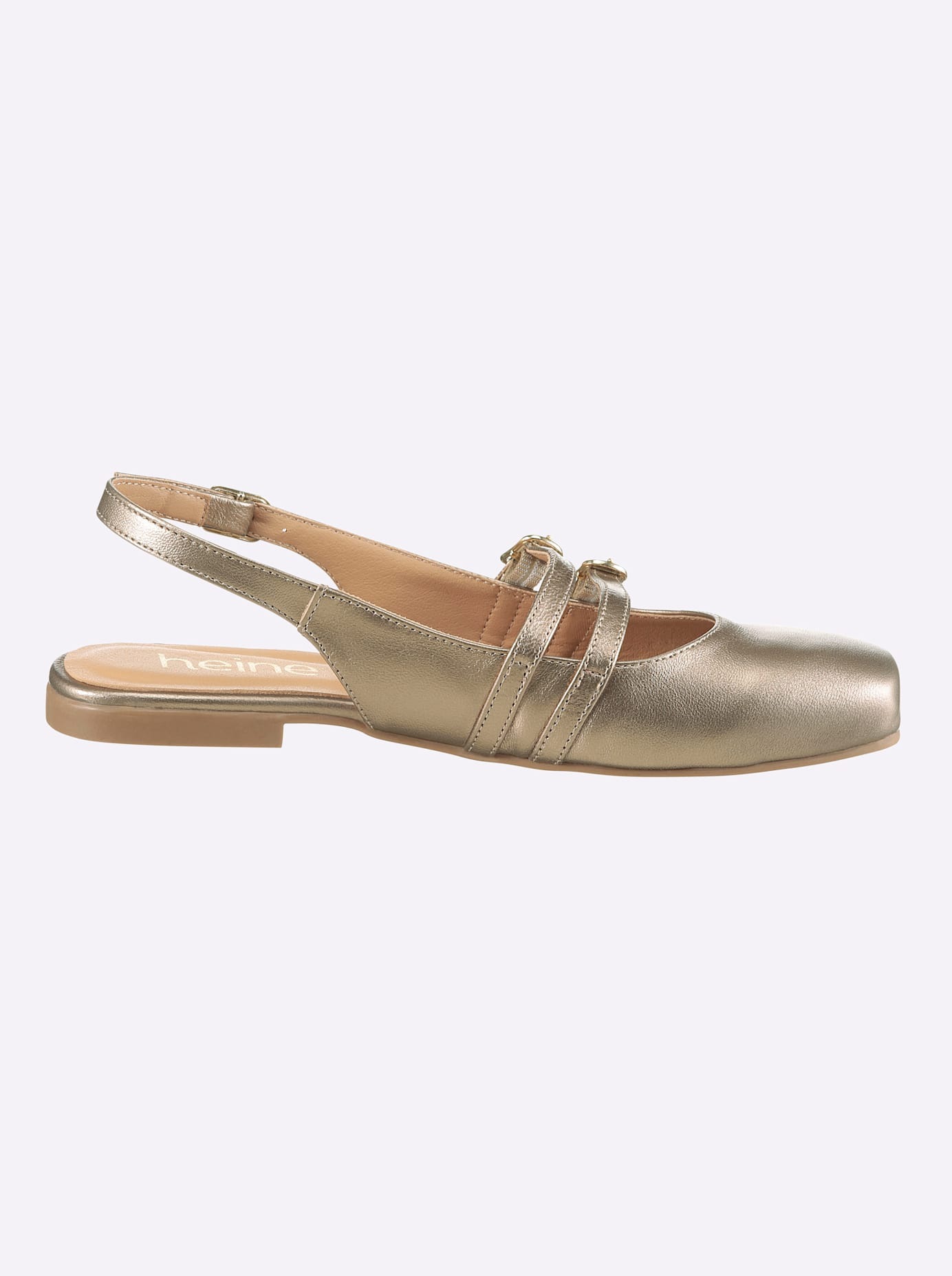 Ballerina HEINE, Damen, Gr. 37, bronzefarben, Glattleder, Leder, Rindsleder, Schuhe Ballerina 3