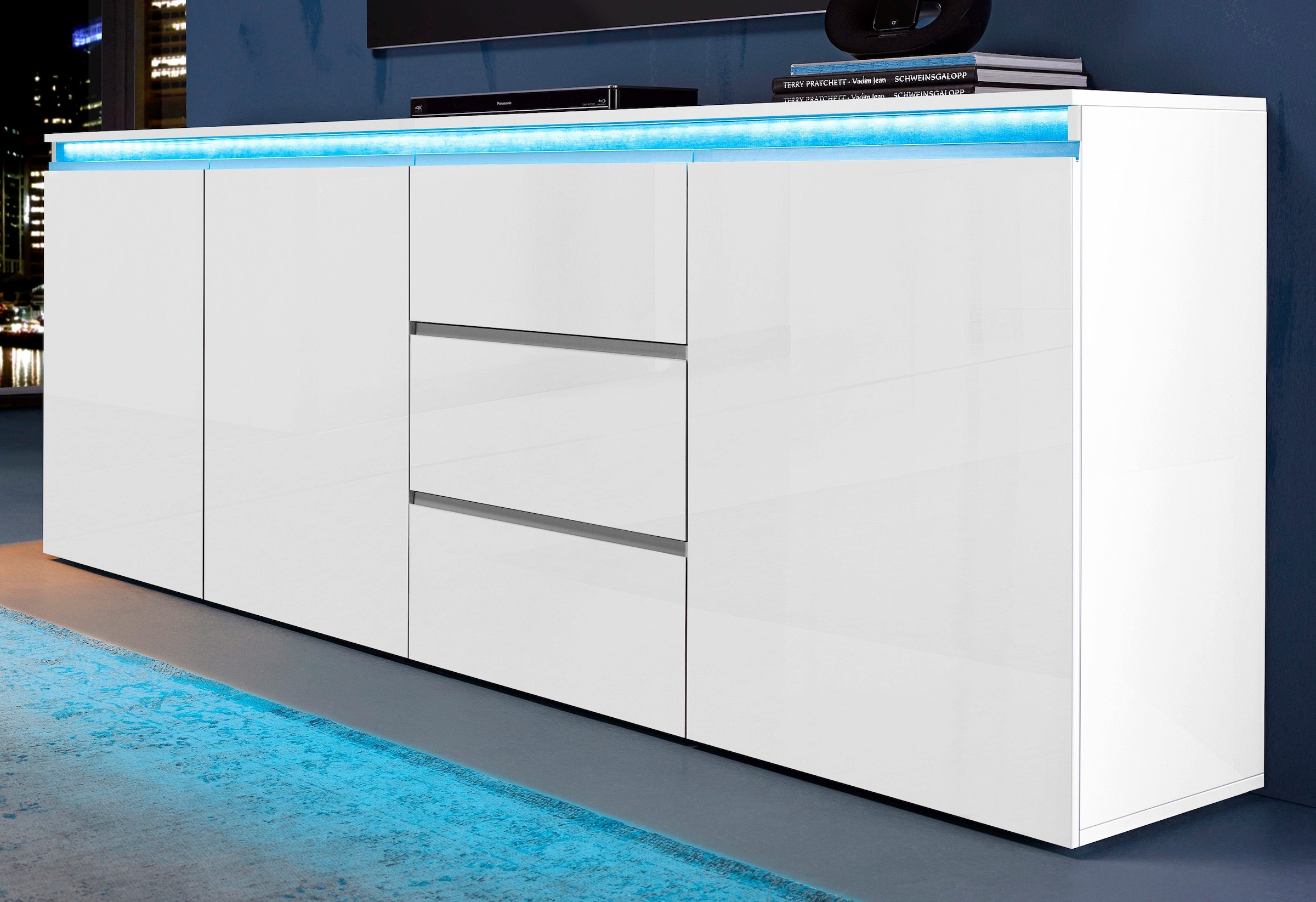 INOSIGN Sideboard »Magic, Kommode, Schrank, Kredenz«, mit 3 Türen und 3 Schubkästen Hochglanz lackiert (B/T/H) 200x40x80 cm