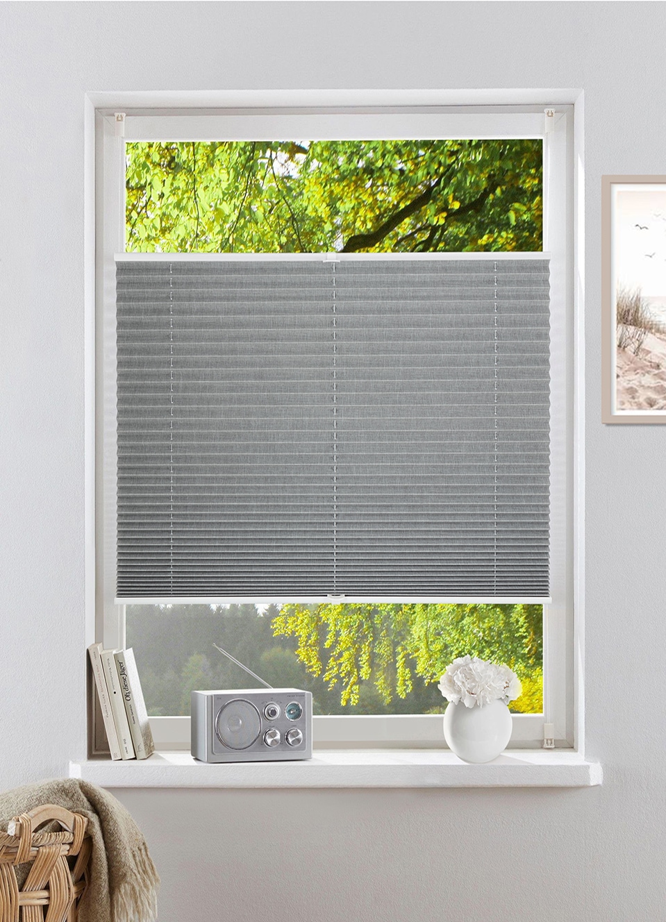 OTTO home Plissee "Willa" verdunkelnd ohne Bohren verspannt NEUHEIT in Leinenoptik, Klemmfix, für Fenster & Tür, Verdunkelung