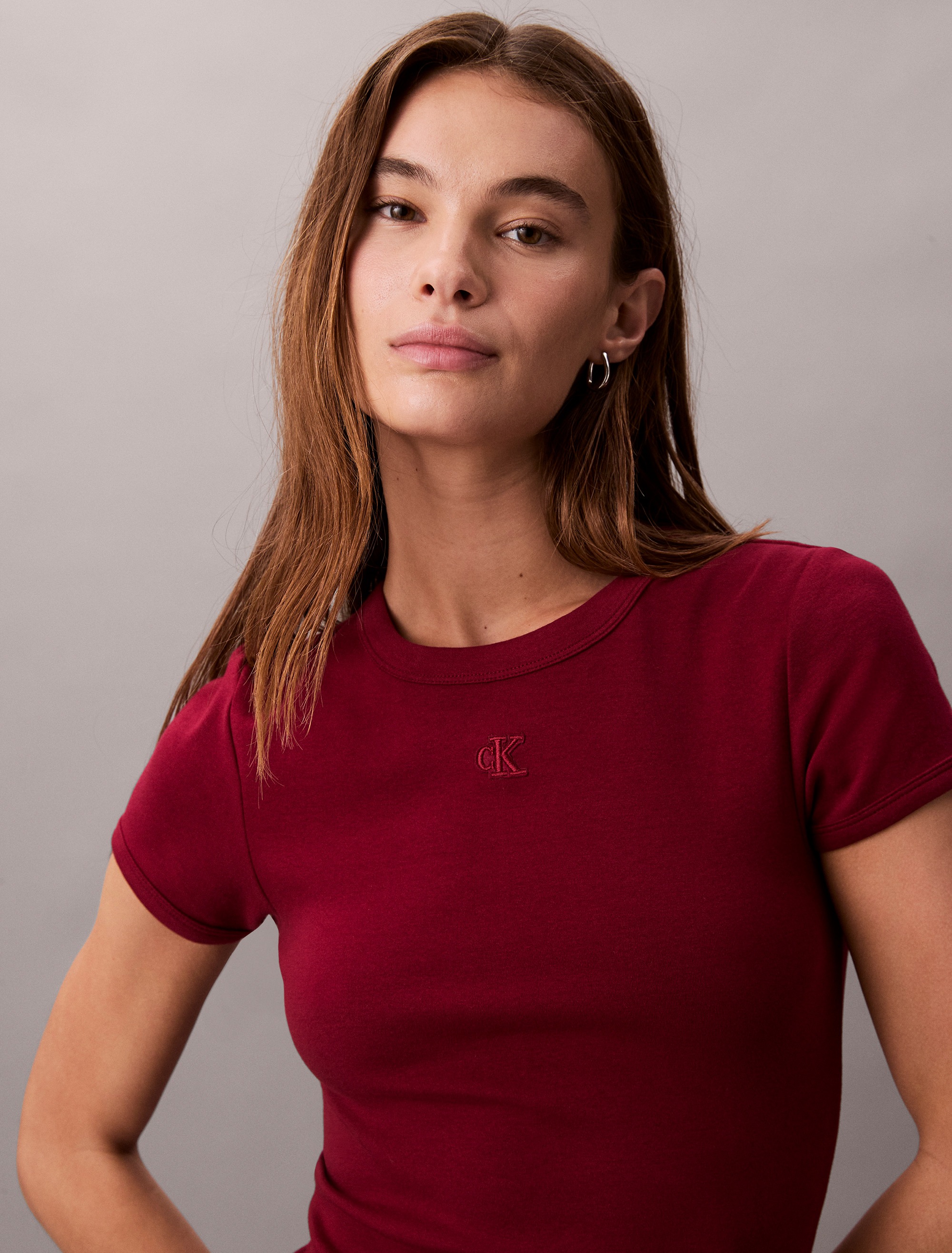 Calvin Klein Jeans Jerseykleid "SS CTN CNTR 1X1 RB S" Ohne Taschen Mit Rund günstig online kaufen