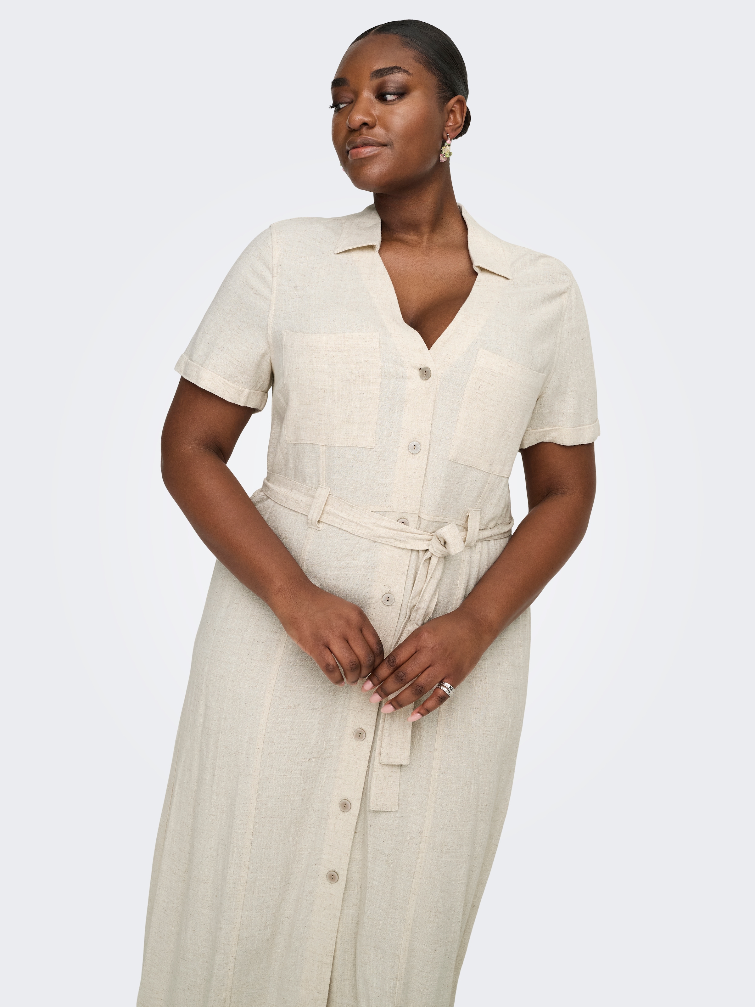 ONLY CARMAKOMA Blusenkleid "CARSIESTA SS LIN BL SHIRT DRESS PNT NOOS" günstig online kaufen