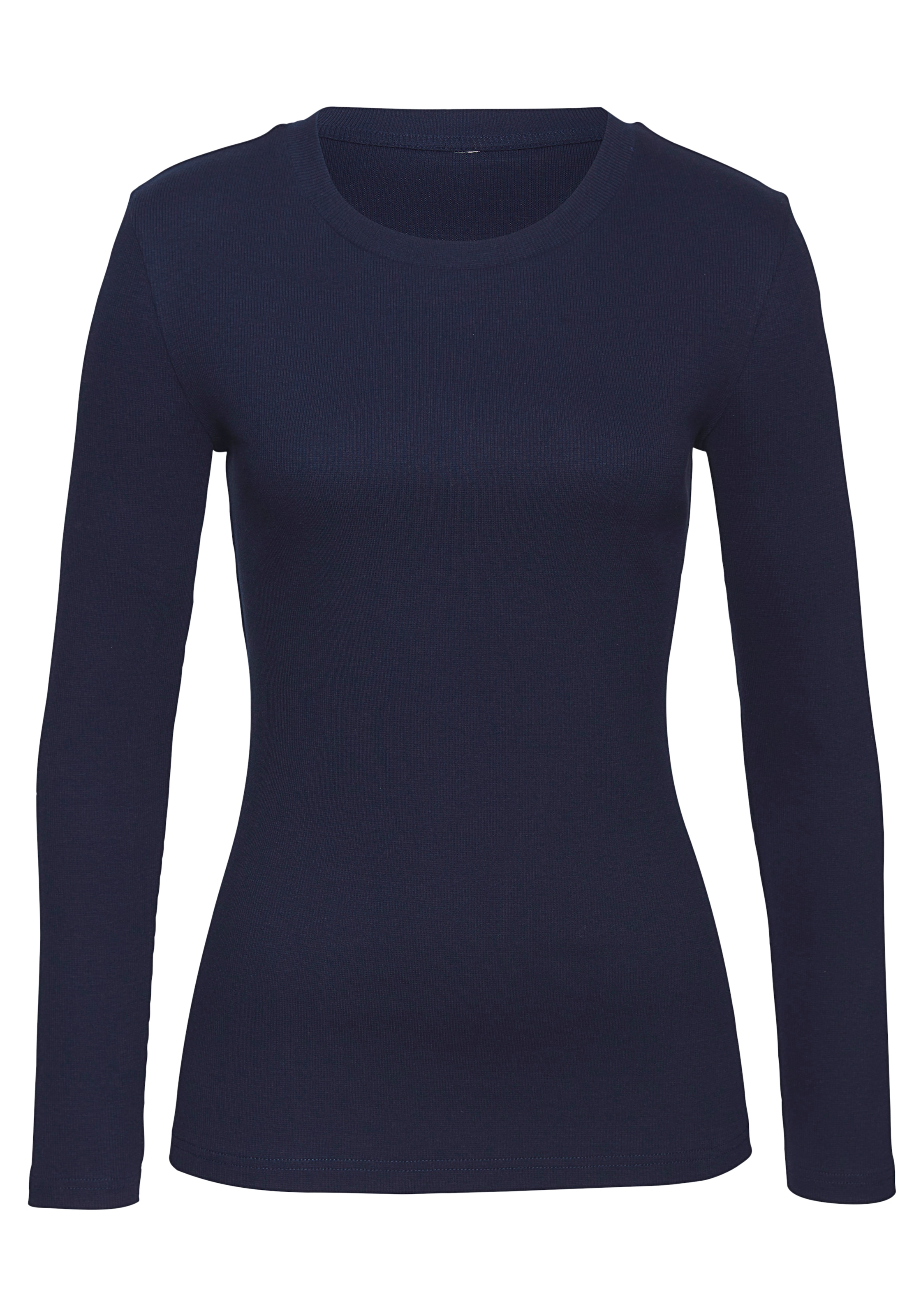 Vivance Langarmshirt »aus modischer Rippware«, (2er-Pack), aus weichem Baumwoll-Stretch