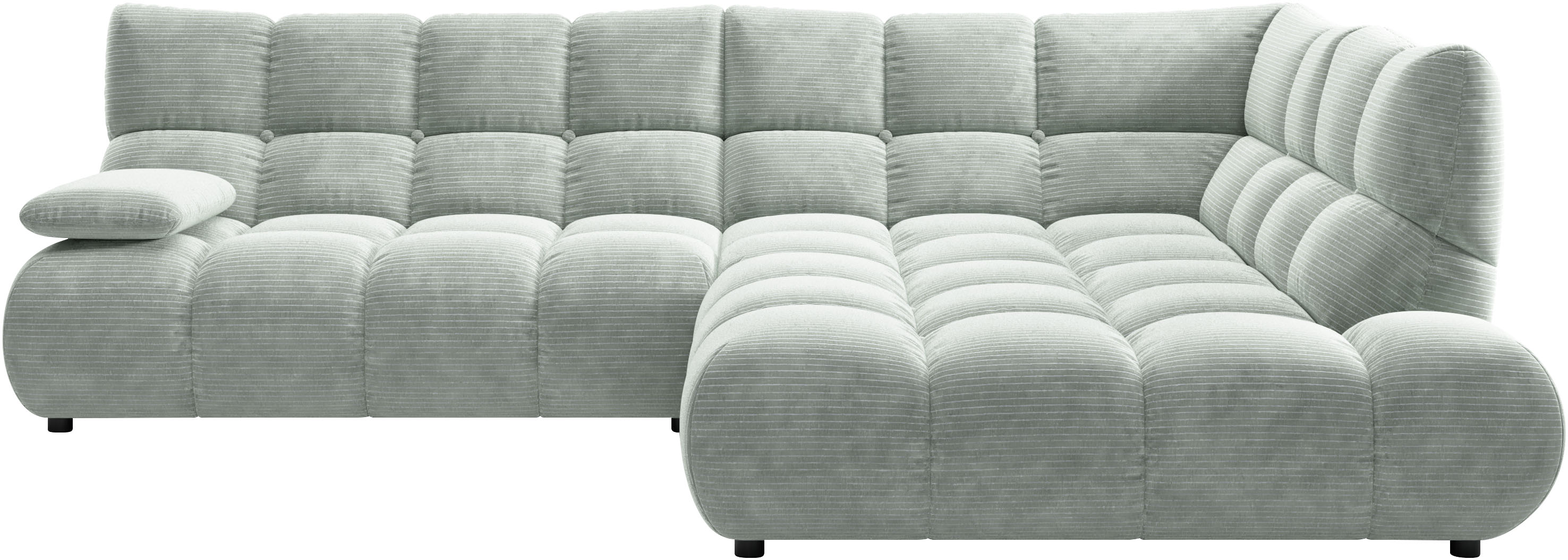 Home affaire Ecksofa "Cozy Bubble, mit klappbarer Armlehne, Breite 289 cm" mit eleganter Steppung, Rundumbezug & weicher Polsterung