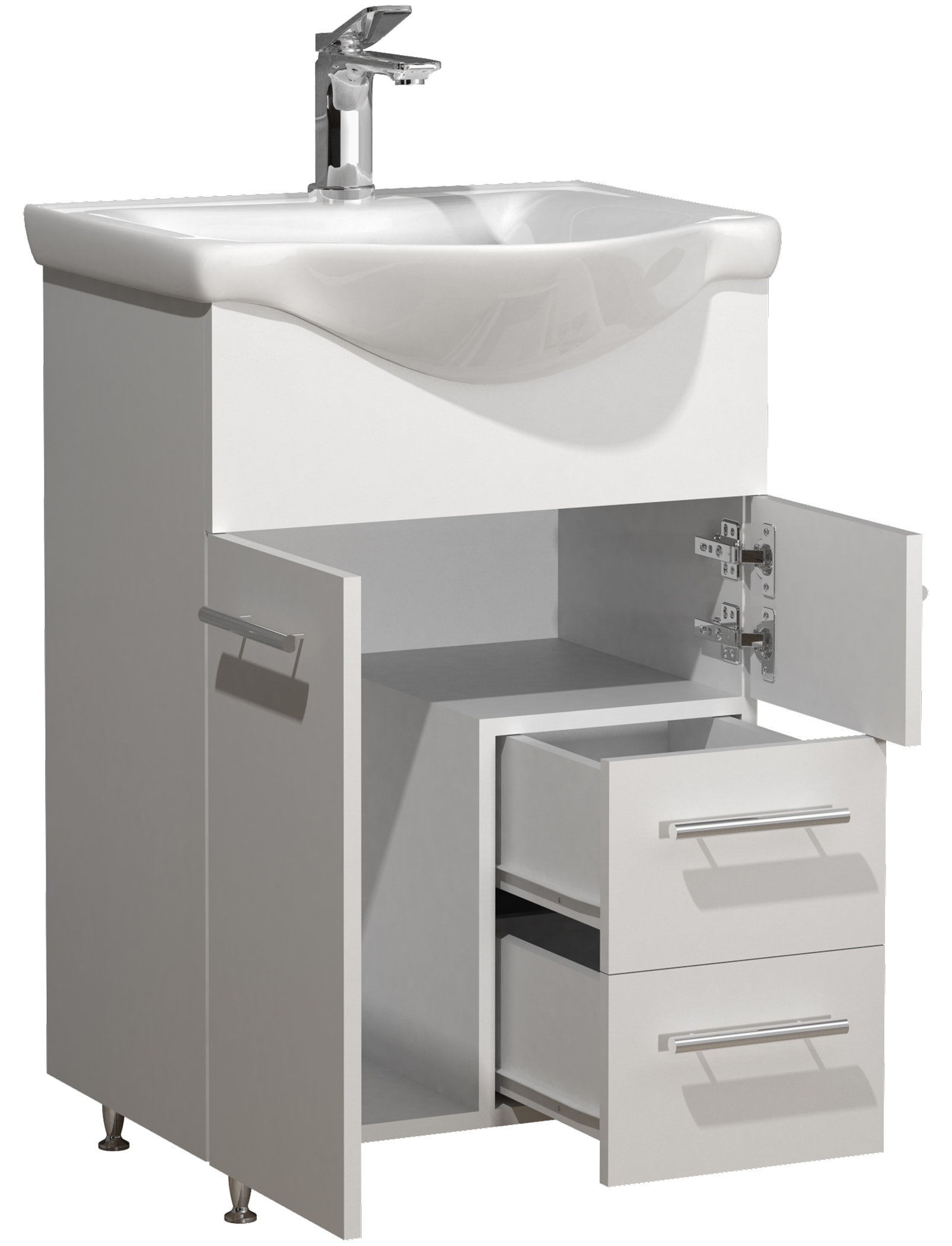 VCM Waschbeckenunterschrank »VCM 2-tlg. Waschplatz Waschtisch Badmöbel Set Waschbecken Schublade Spiegelschrank Lisalo L«, (2 St.)