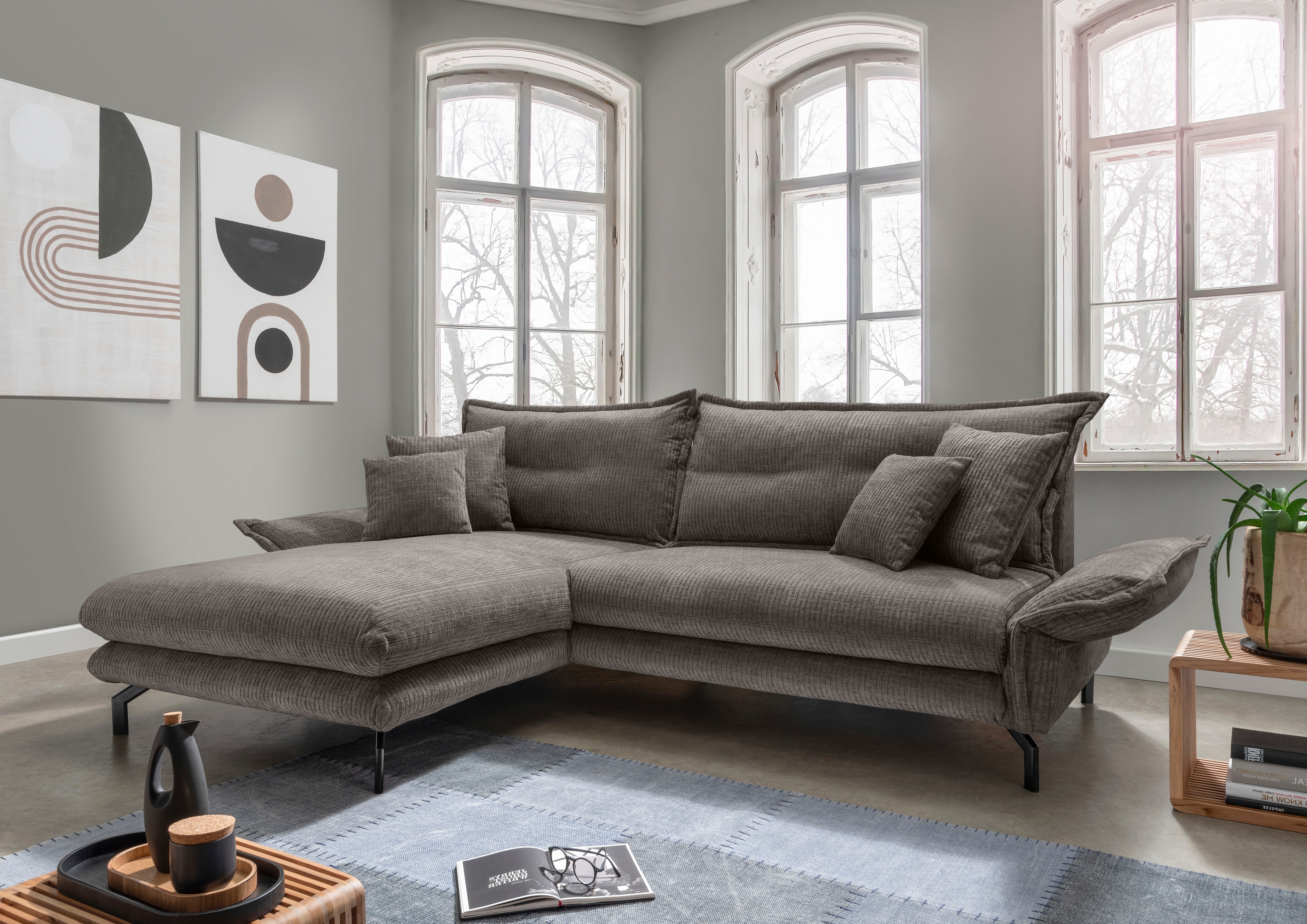 Home affaire Ecksofa "Lava modern & bequem, Breite 255cm, tolle Detailverarbeitung" Armlehnen verstellbar