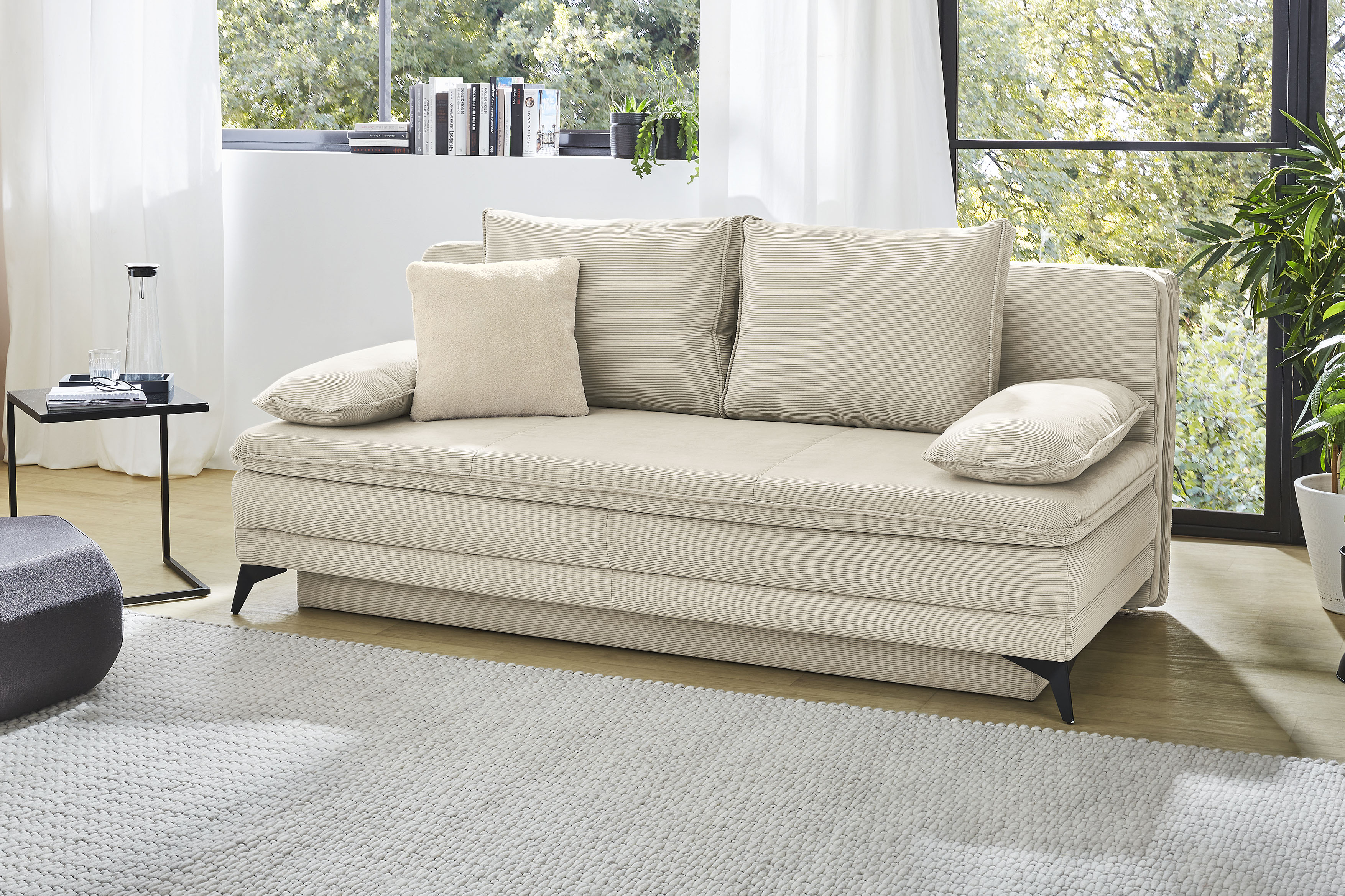 Jockenhöfer Gruppe Schlafsofa "Laurin, B: 202 cm, Liegefl. 158x200 cm, Dauerschläfer" mit Schlaffunktion, Bettkasten, Kaltschaumtopper &1 Zierkissen