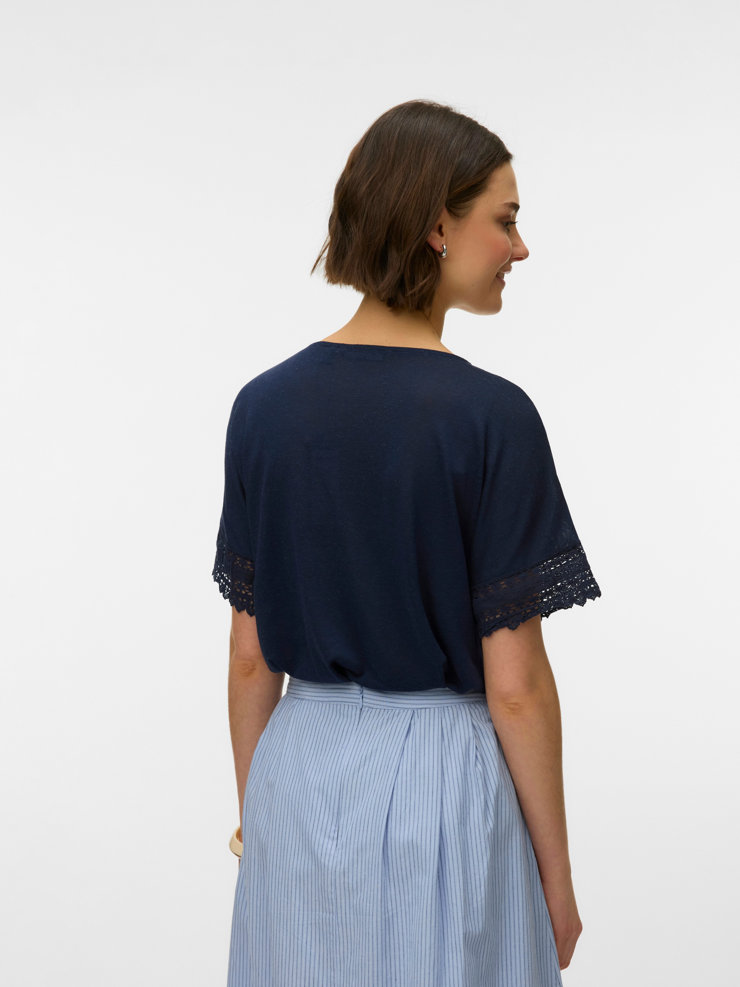 Vero Moda Kurzarmshirt "VMGINA SS LACE TOP JRS" Viskosemischung günstig online kaufen