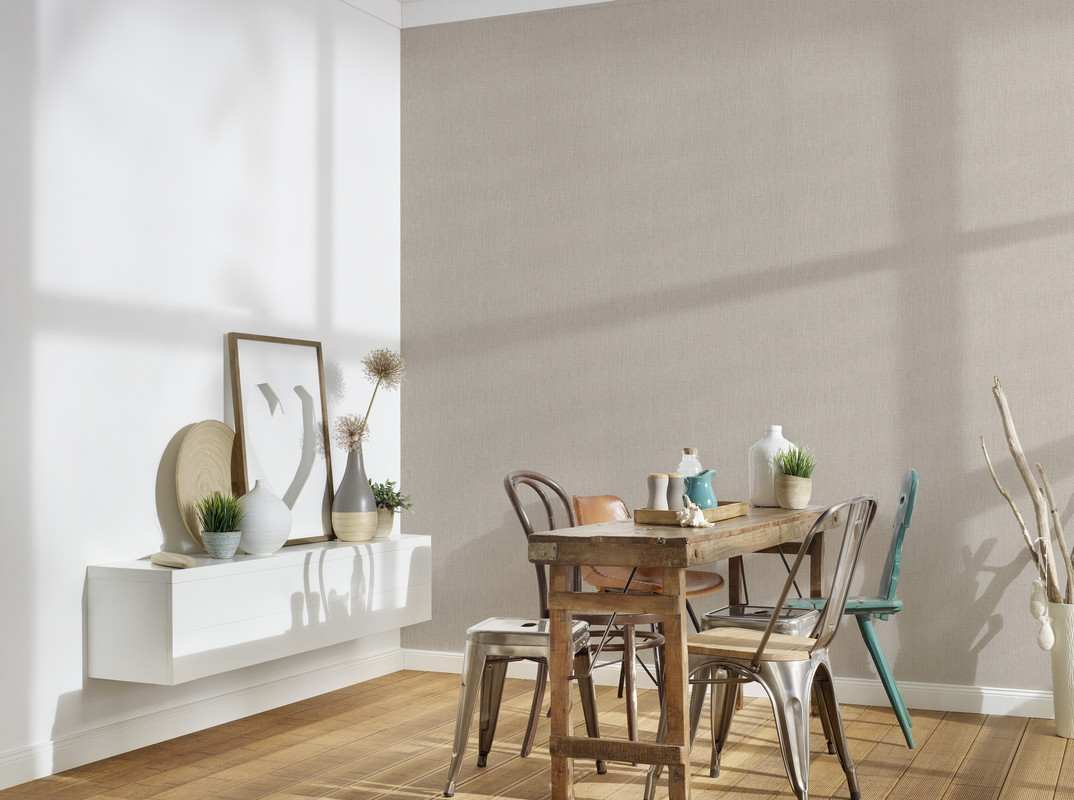 living walls "Stories of Life moderne Uni-Tapete Beige mit Leinenstruktur" Leinenoptik einfarbig uni leicht strukturiert einfarbige Vliestapete für Wohnzimmer Tapeten Wohnzimmer Schlafzimmer