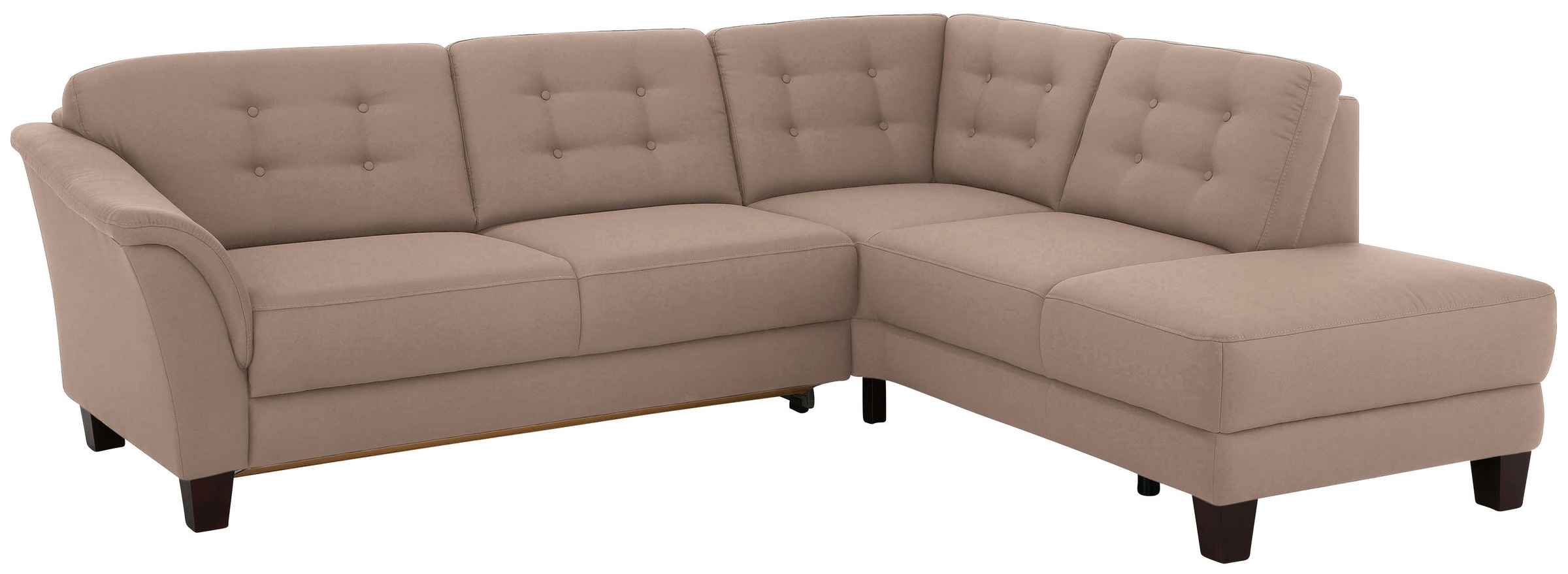 Home affaire Ecksofa »Trondheim L-Form«, mit Federkern und Knopfheftung im Rücken, Füße Buche dunkel