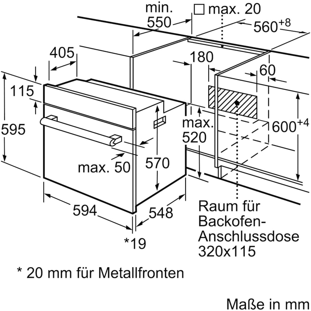 BOSCH Backofen-Set »HBD236VR60«, HBF133BR0, mit Teleskopauszug nachrüstbar, ecoClean Direct