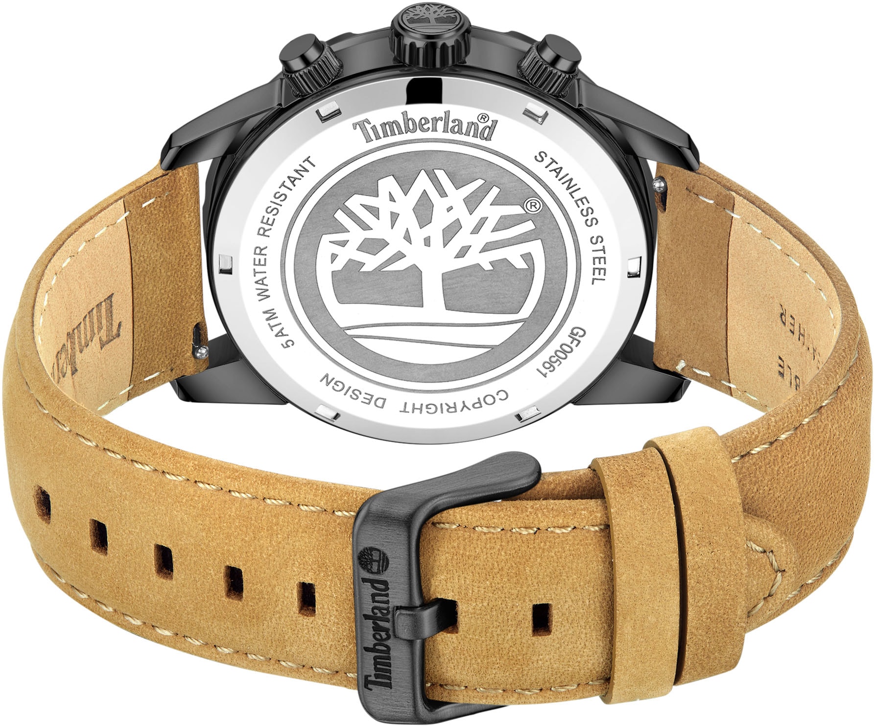 Timberland Chronograph »HAMPTON HARBOUR«, Quarzuhr, Armbanduhr, Herrenuhr, Lederarmband, Stoppfunktion, Datum