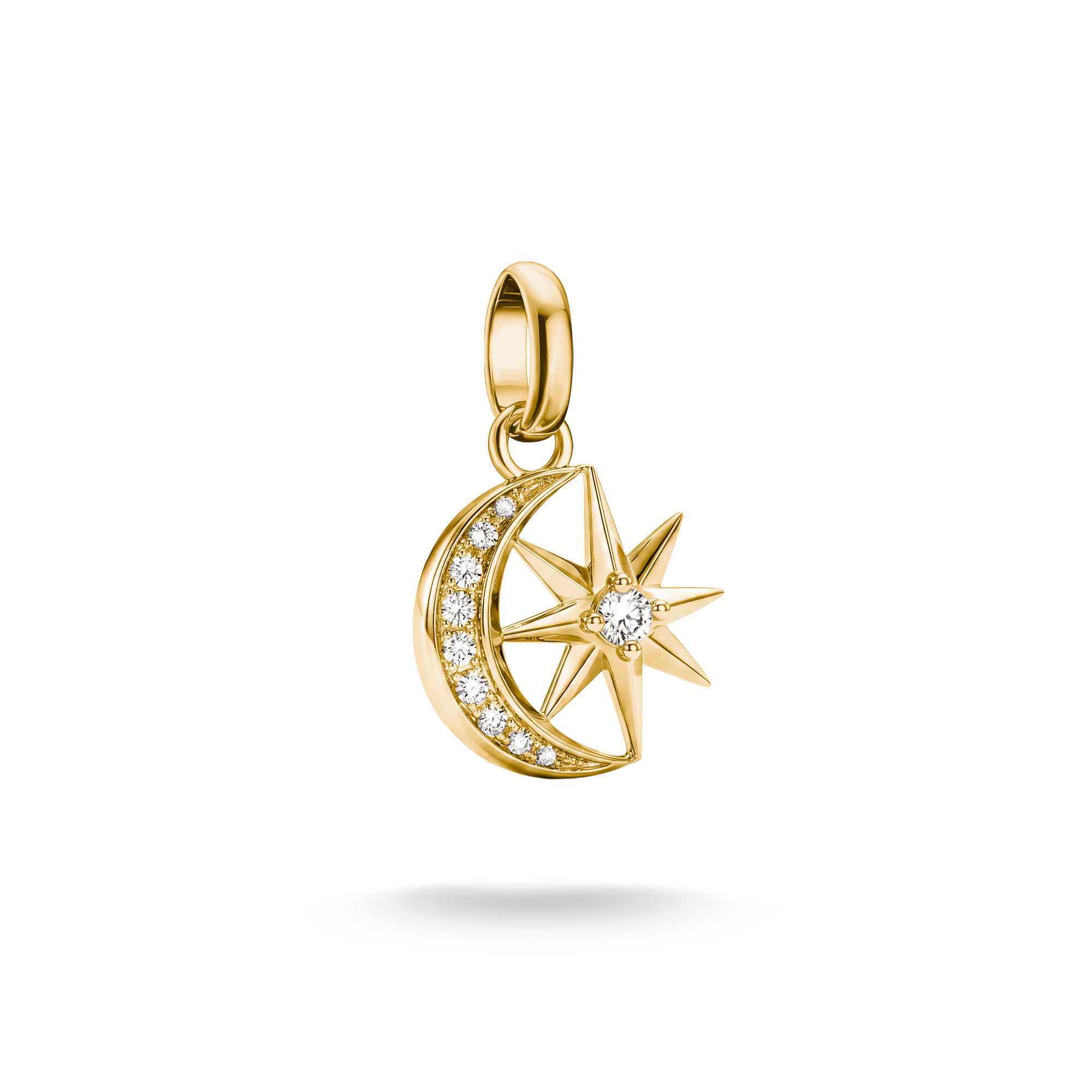 THOMAS SABO Charm-Einhänger »Sonne Mond mit Zirkonia-Steinen, Anhänger für Charm-Armband - Connect« mit Zirkonia (synth.)