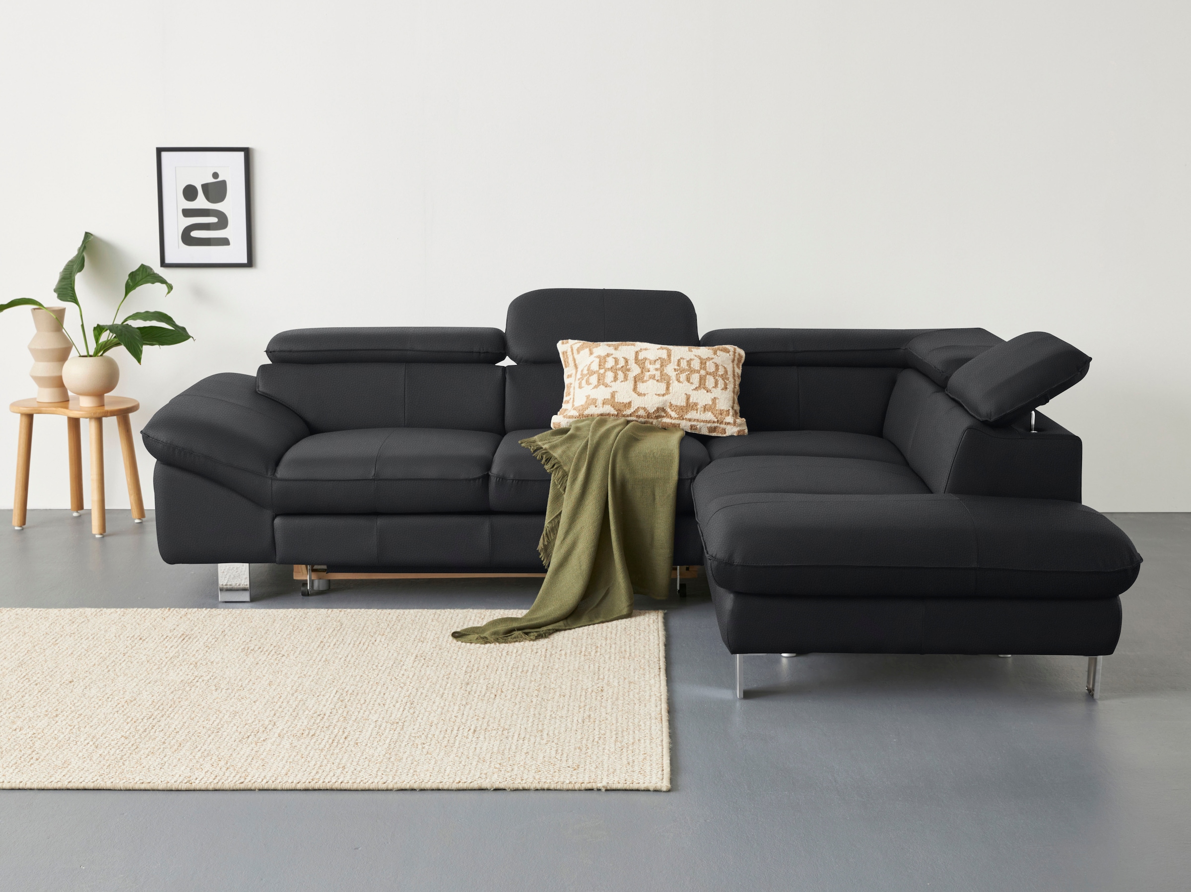COTTA Ecksofa "Driver L-Form, B: 265cm, moderne Couch, Wellenunterfederung, inkl. 3 x" Kopfteilverstellung, optional Schlaffunktion & Bettkasten