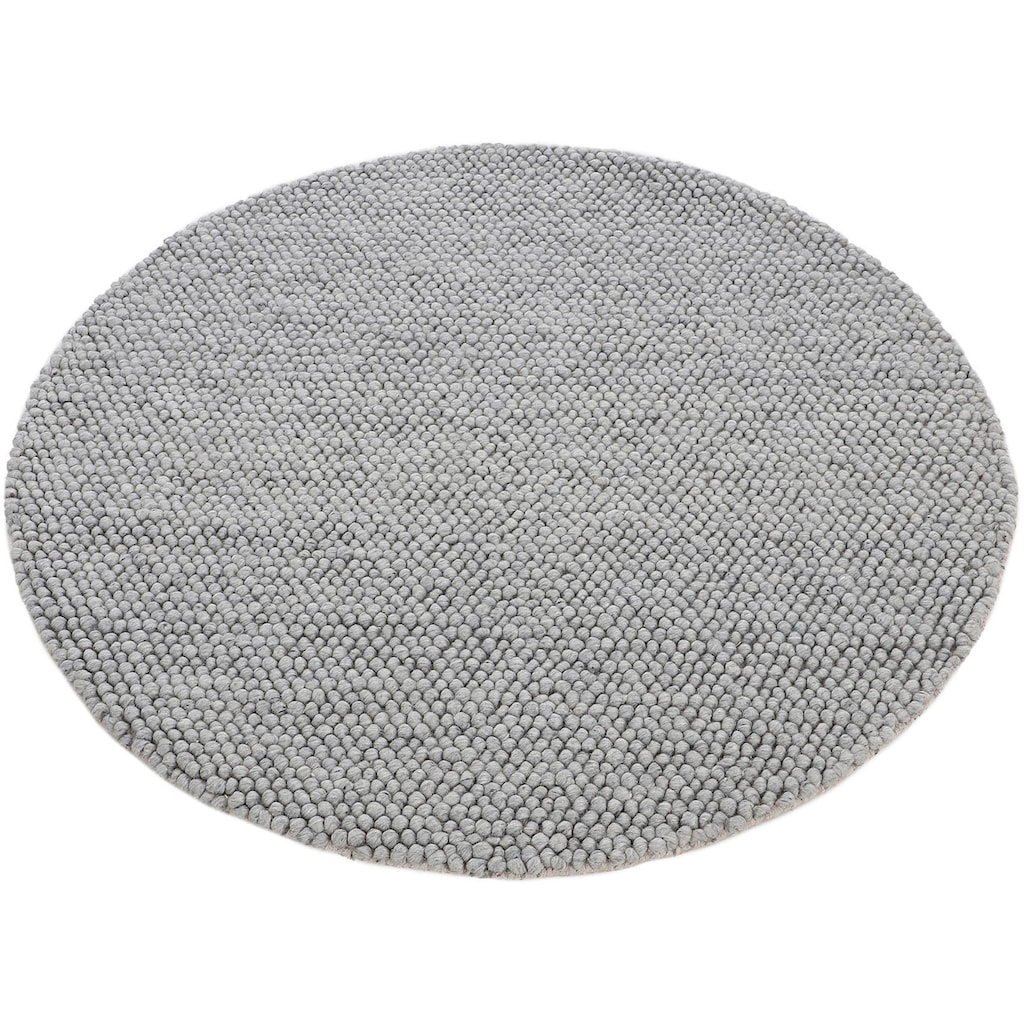 carpetfine Teppich »Calo«, rund, Handweb Teppich, Uni-Farben, meliert, handgewebt, 70% Wolle