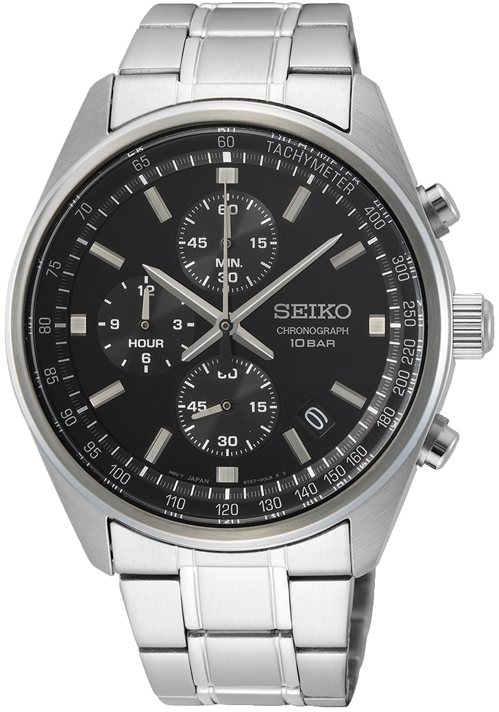 Chronograph SEIKO, silber (silberfarben, schwarz), Armbanduhren, Herren, Chronograph, Armbanduhr, Quarzuhr, Herrenuhr, Datum, Stoppfunktion 3